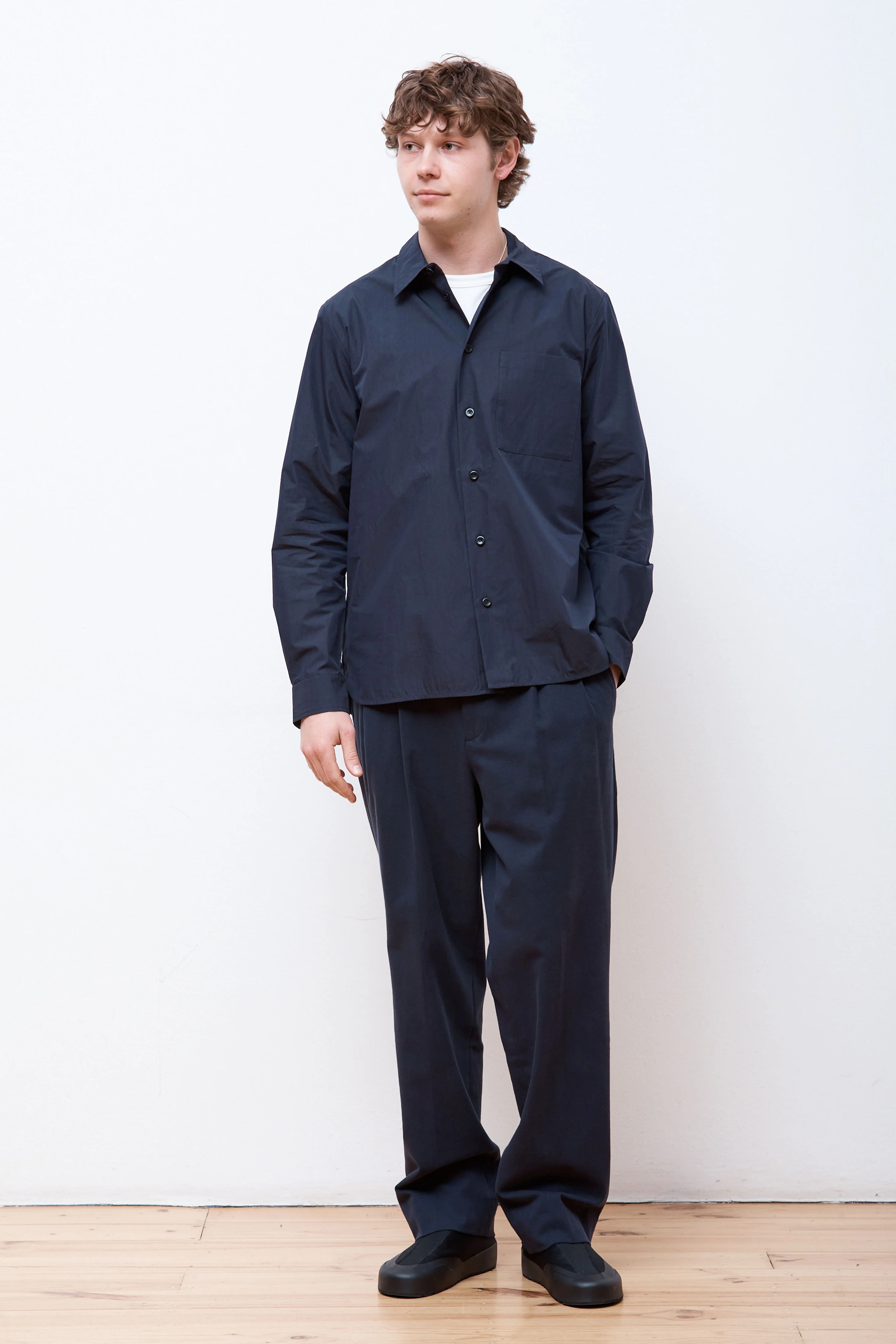 Silas Tech Poplin Shirt Dark Navy - Image 6
