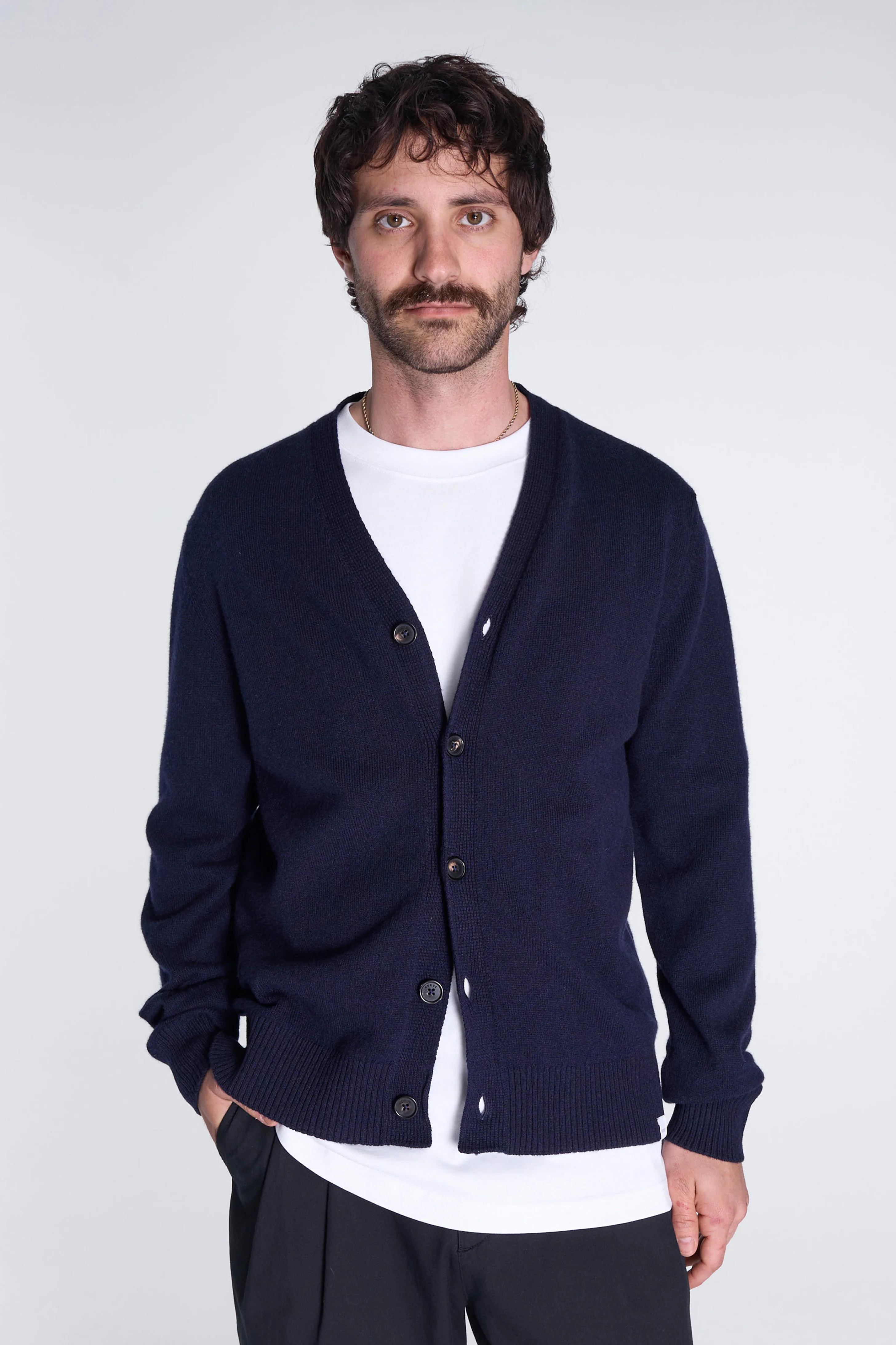 Norse Standard Merino Lambswool Cardigan Dark Navy - Image 2