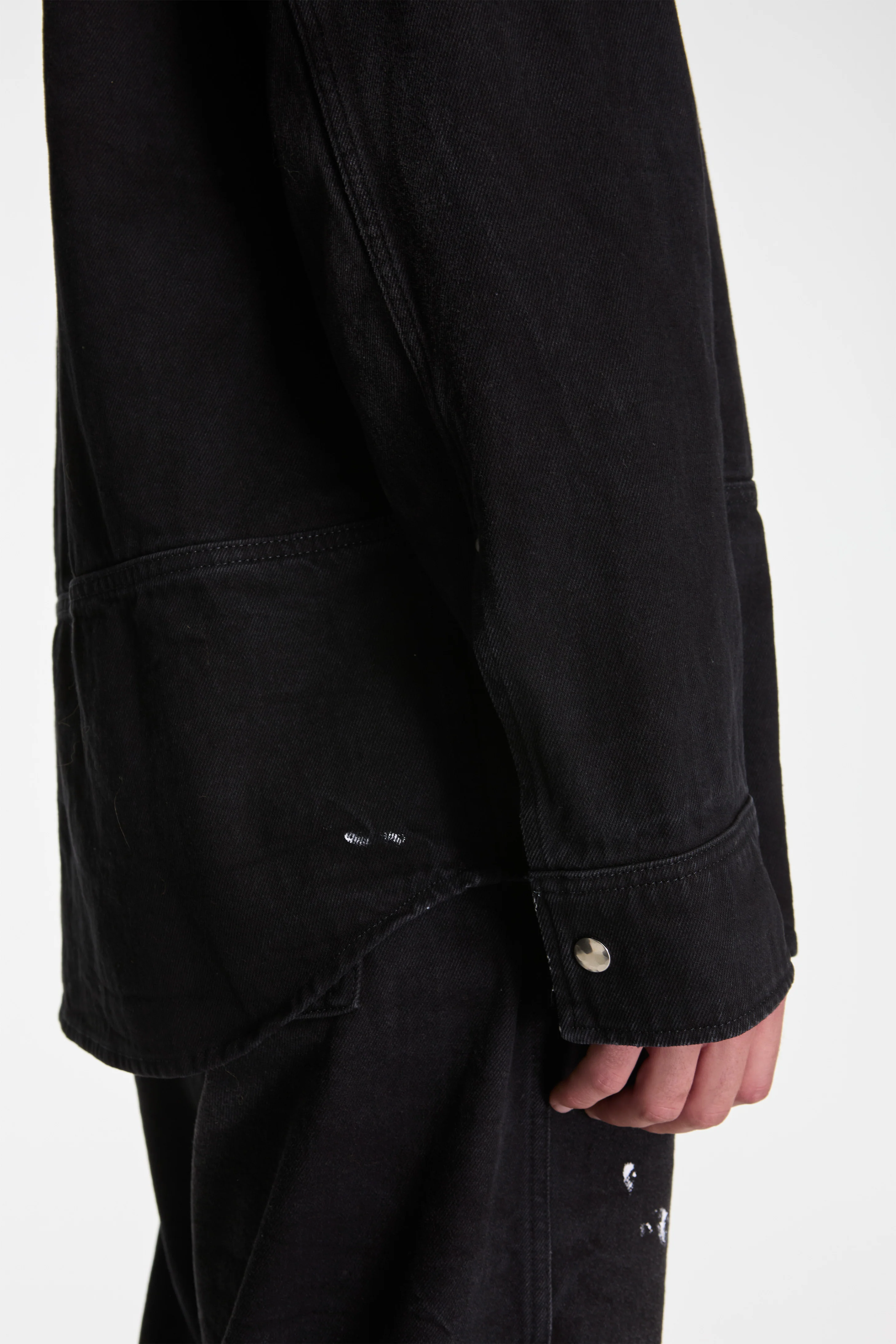 Black Denim Shirt With White Spots Black - Image 3