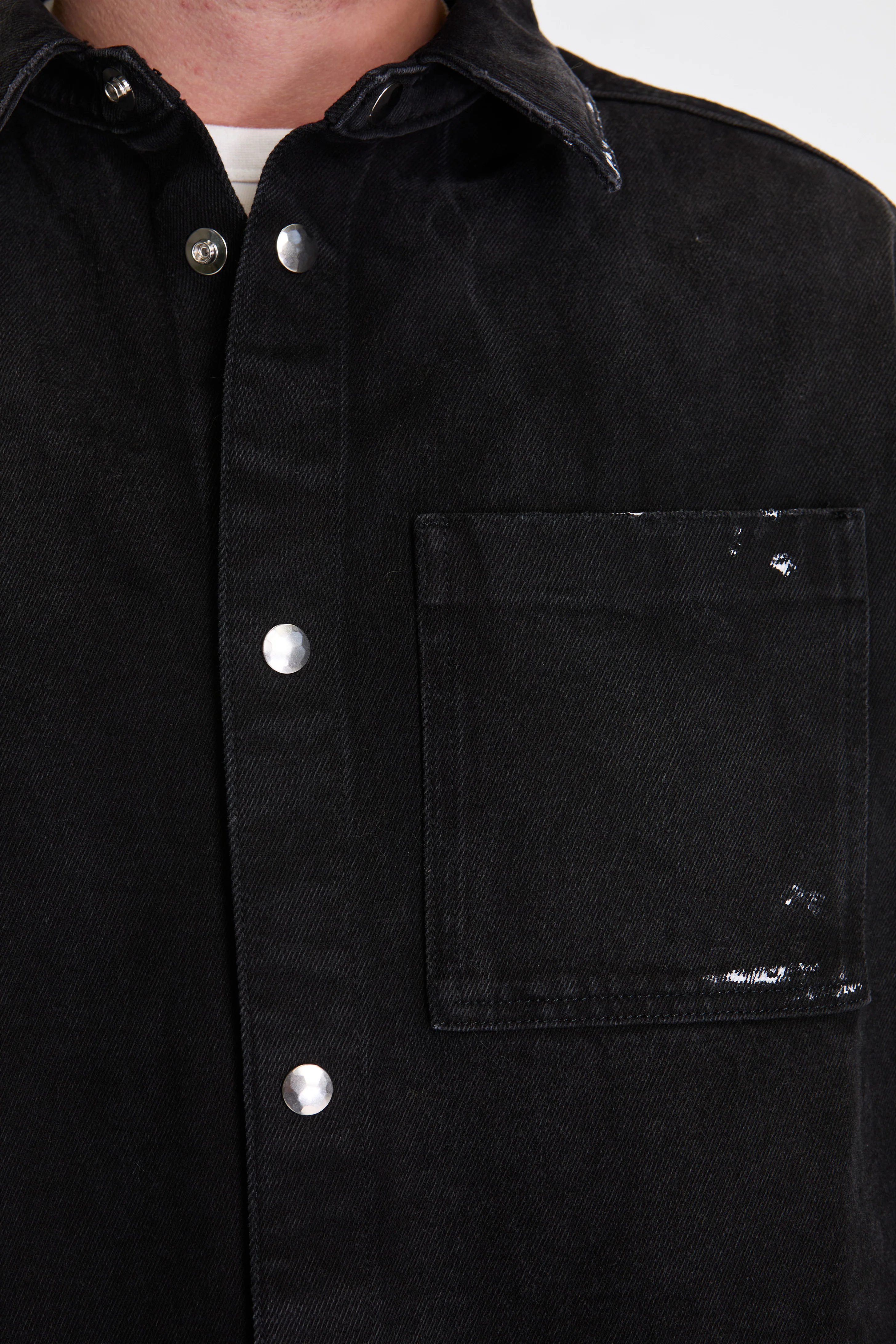 Black Denim Shirt With White Spots Black - Image 4