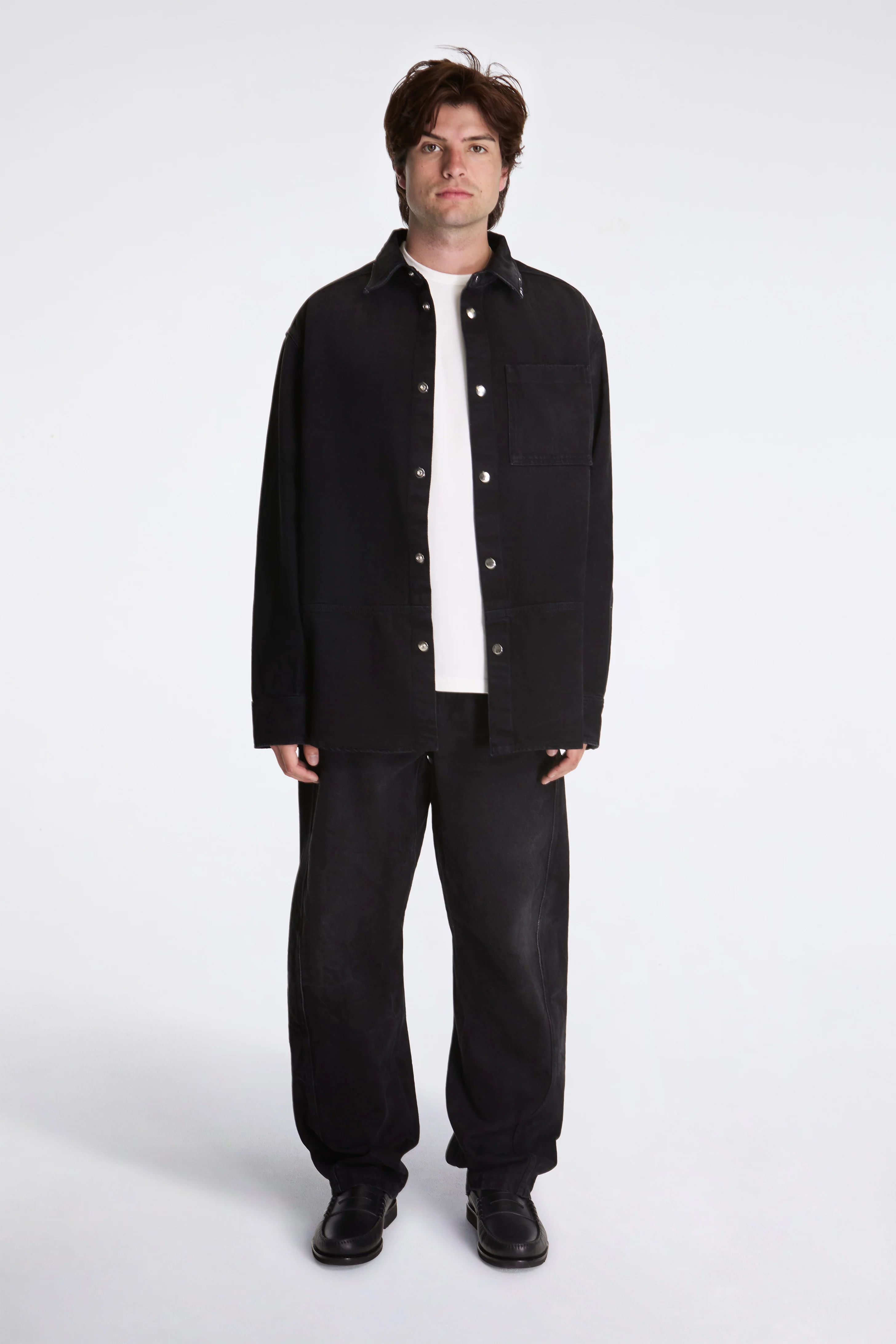 Black Denim Shirt With White Spots Black - Image 5