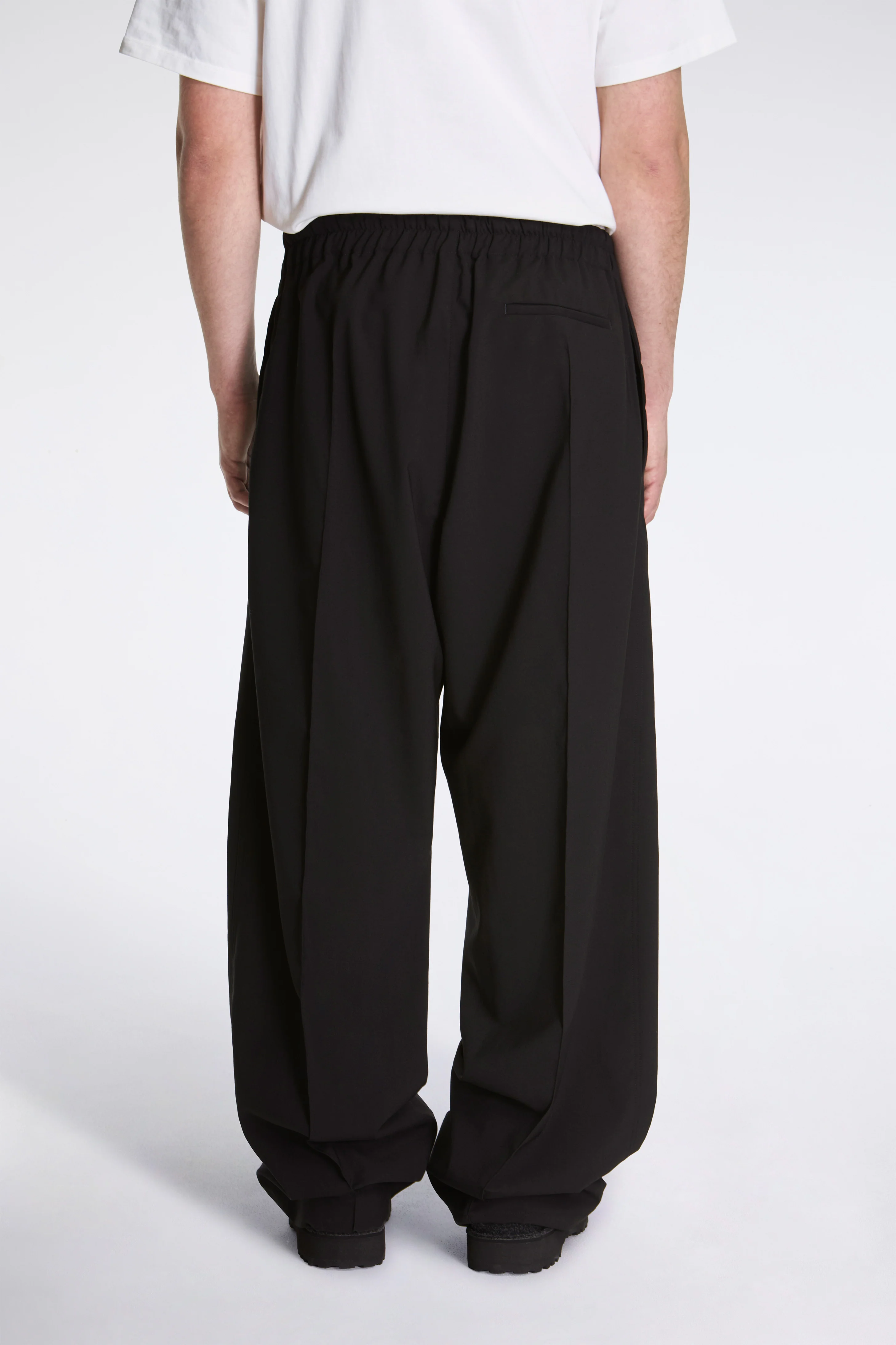 Black Wool Trouser With Drawstring - Image 2