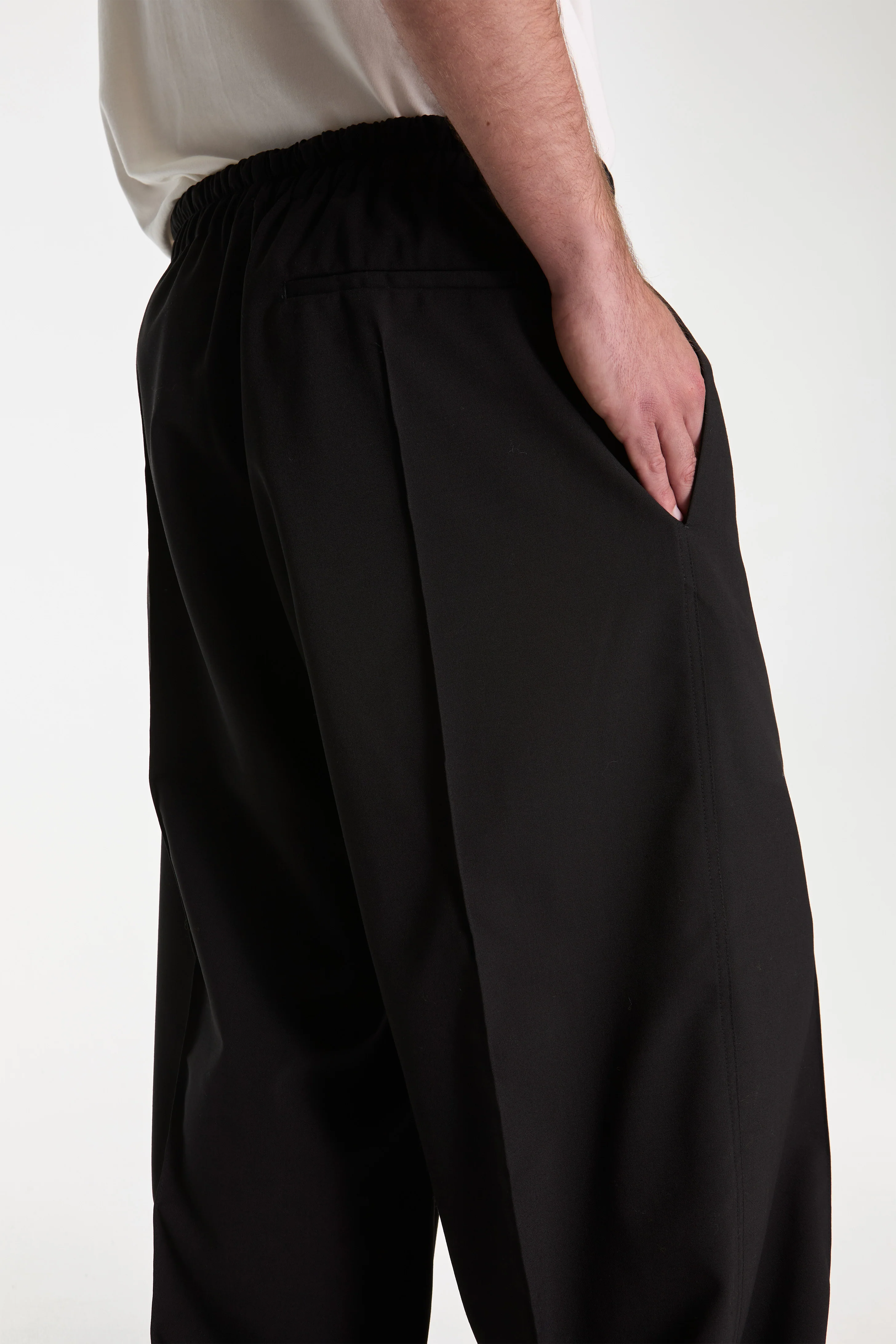 Black Wool Trouser With Drawstring - Image 4