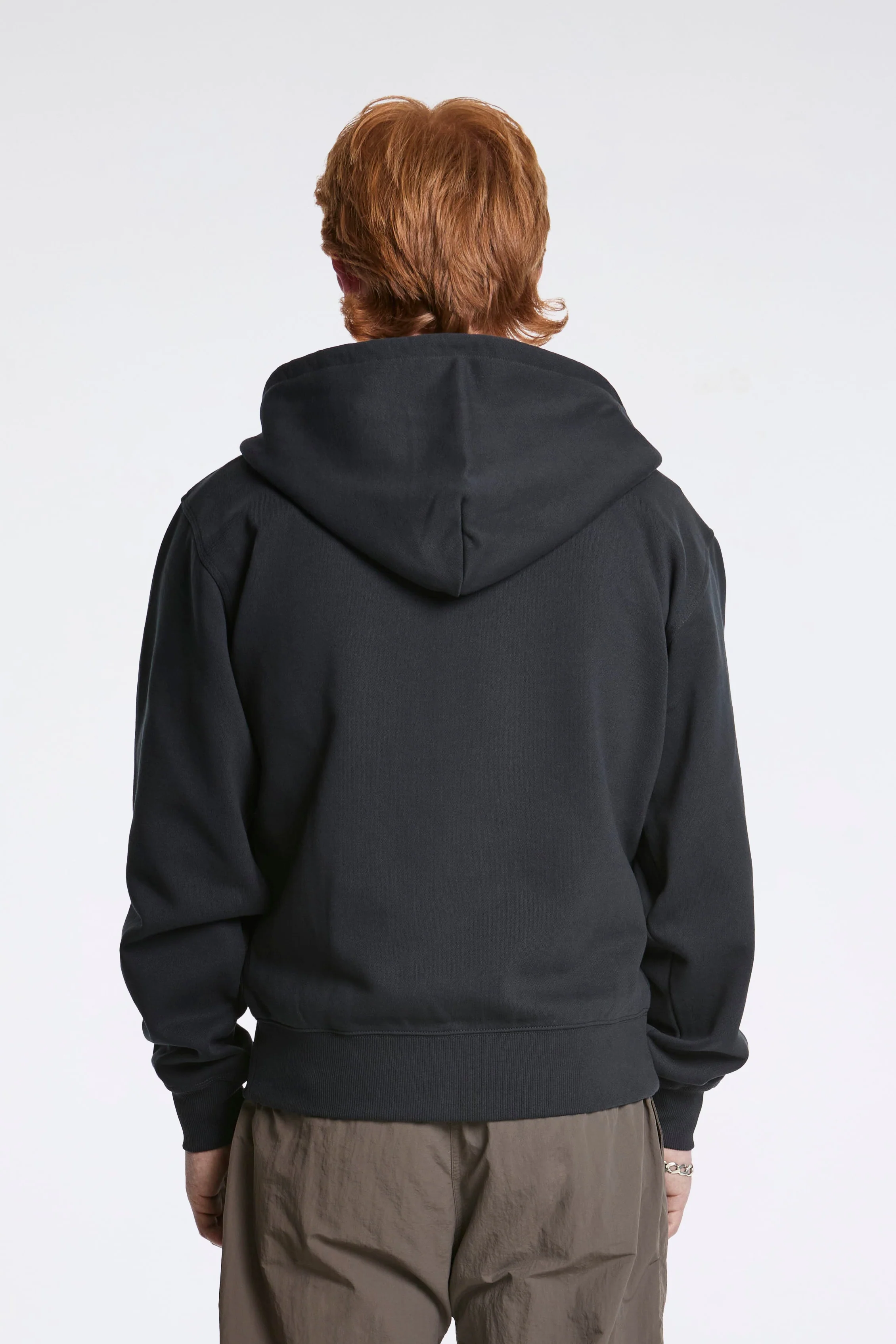 One Point Zip Hooded Sweatshirt Vintage Black - Image 2