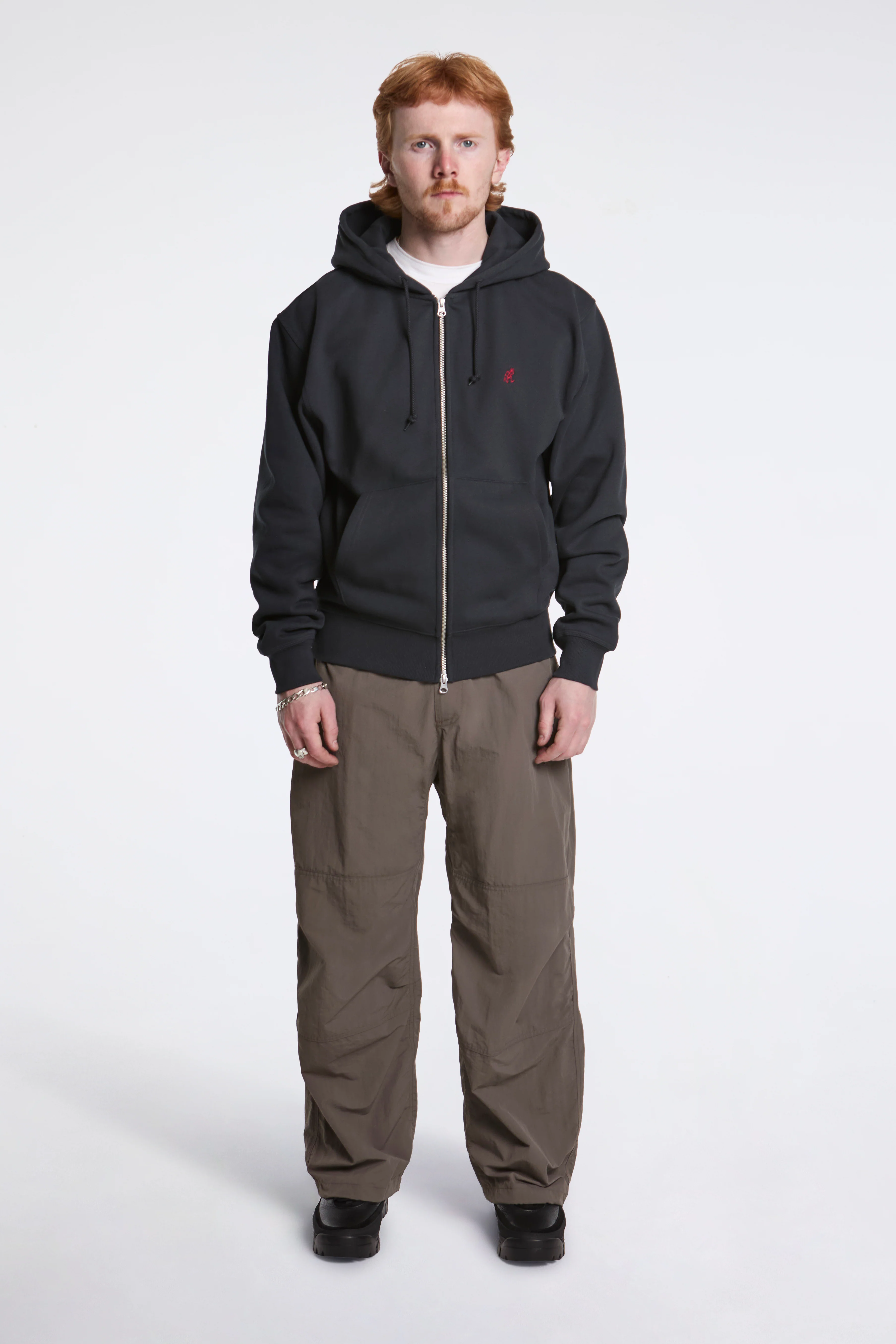 One Point Zip Hooded Sweatshirt Vintage Black - Image 3