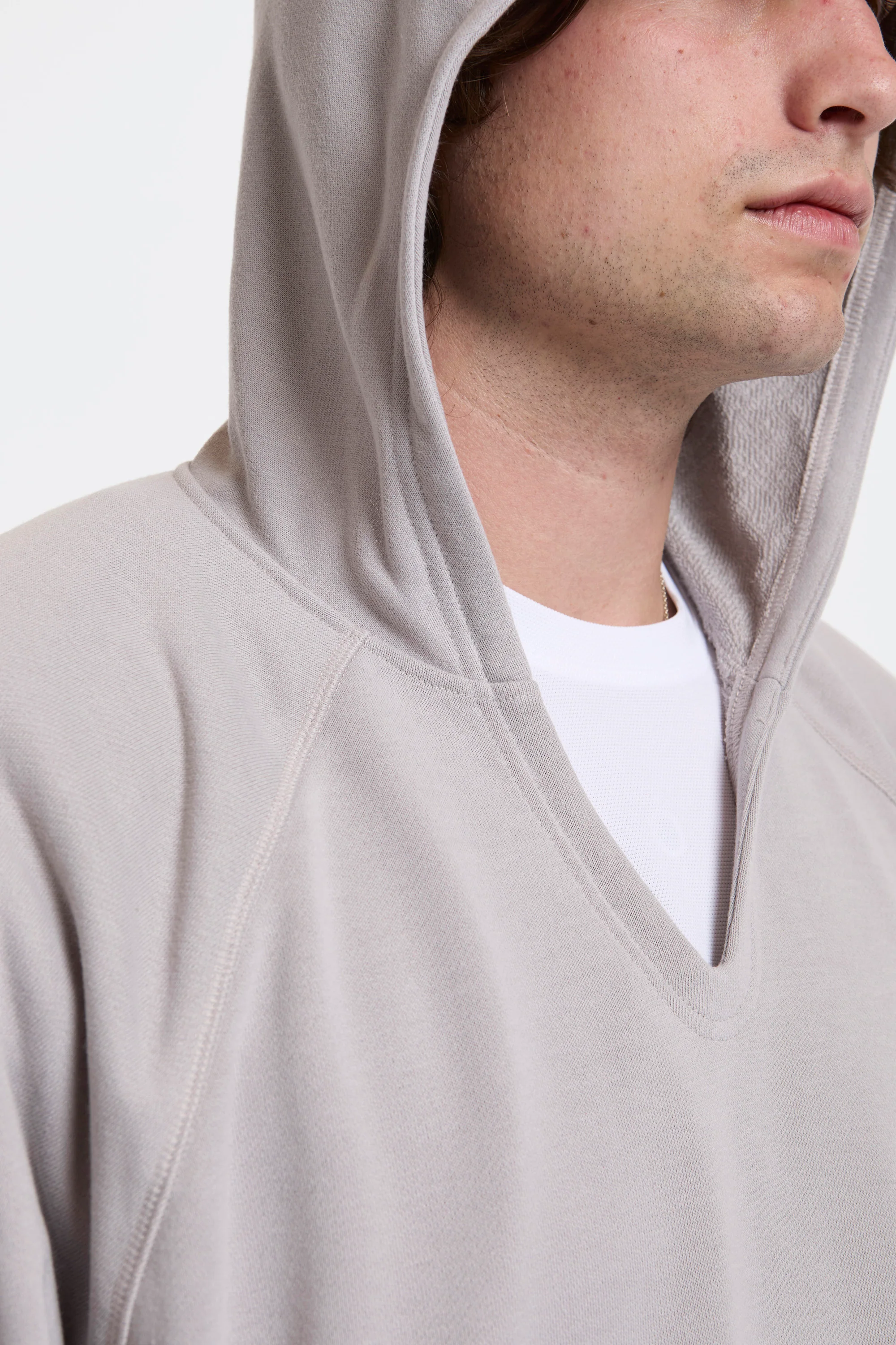 Open Neck French Terry Hoodie Cement - Image 2