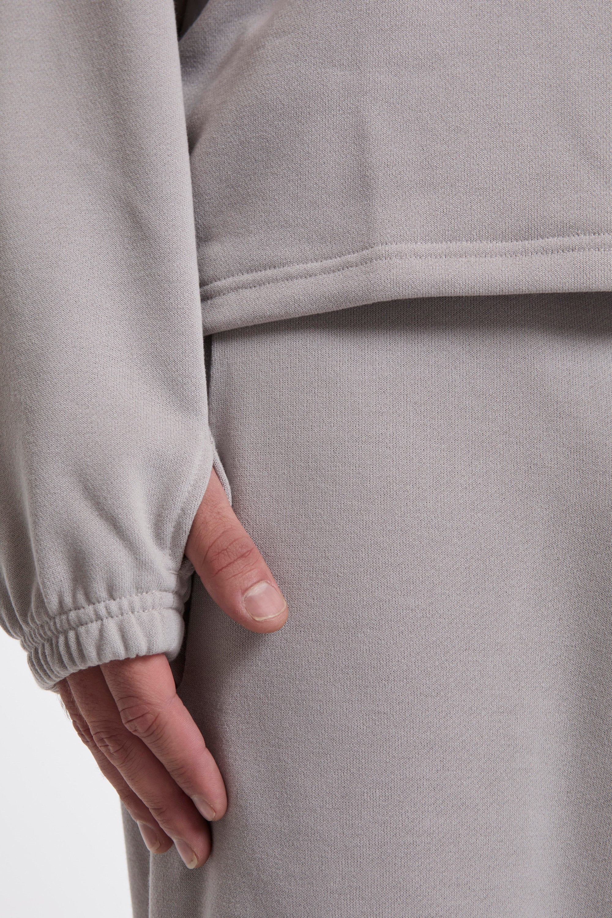 Open Neck French Terry Hoodie Cement - Image 3