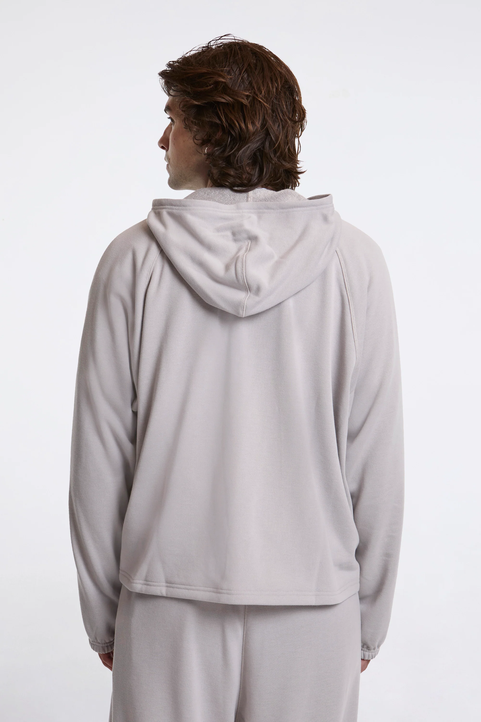 Open Neck French Terry Hoodie Cement - Image 5