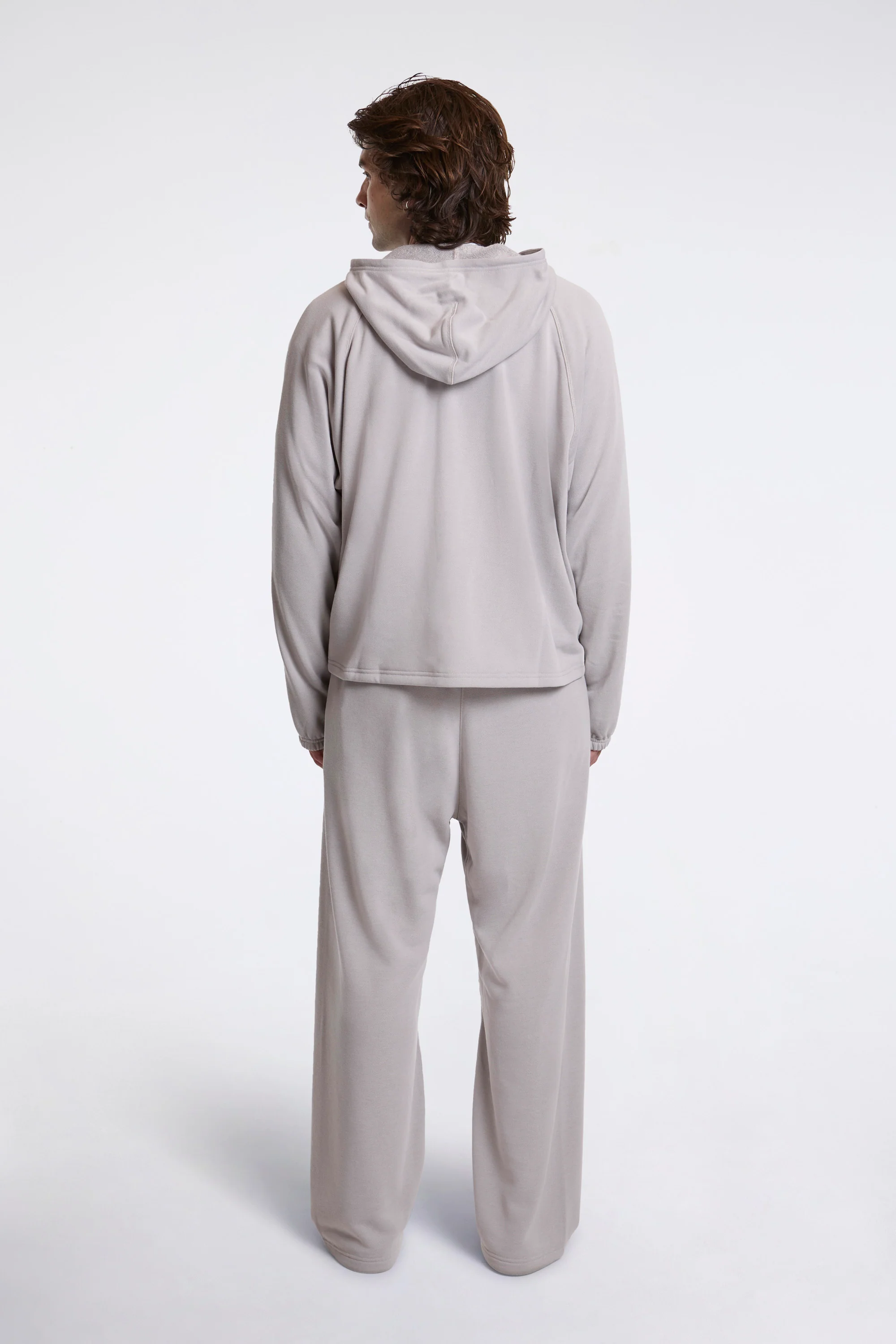 Open Neck French Terry Hoodie Cement - Image 6