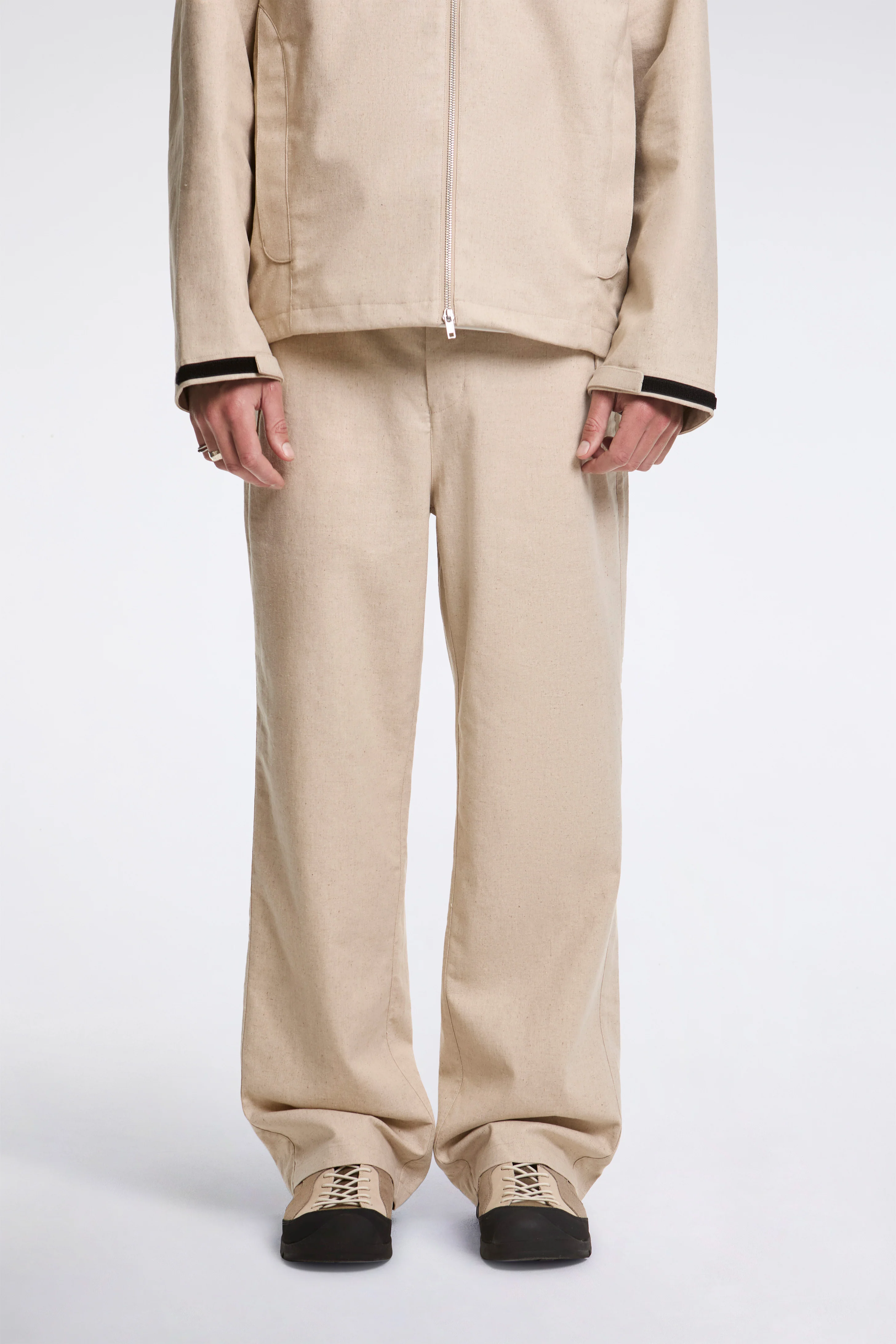 Path Linen Cotton Mixed Trouser Beige - Image 2