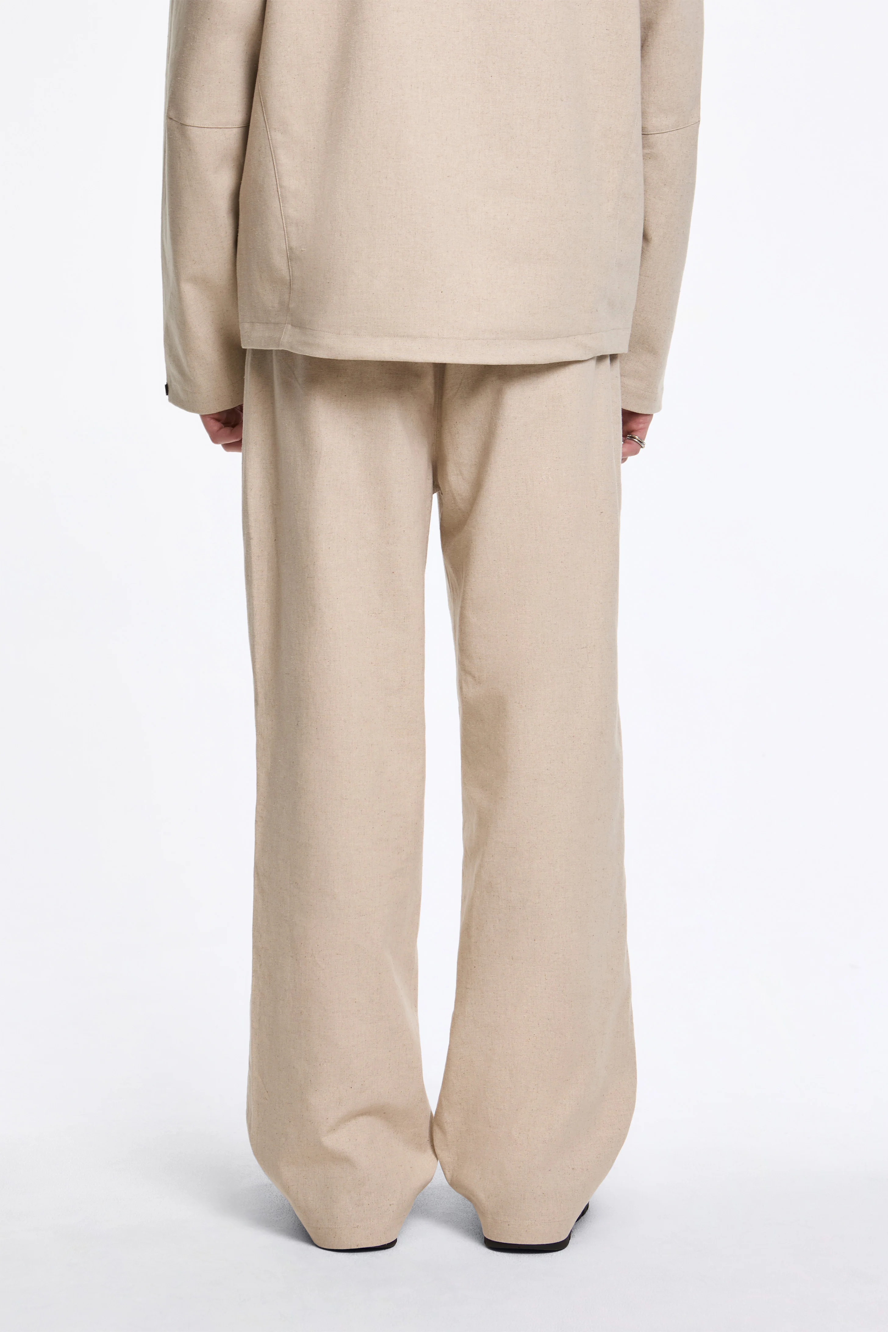Path Linen Cotton Mixed Trouser Beige - Image 4