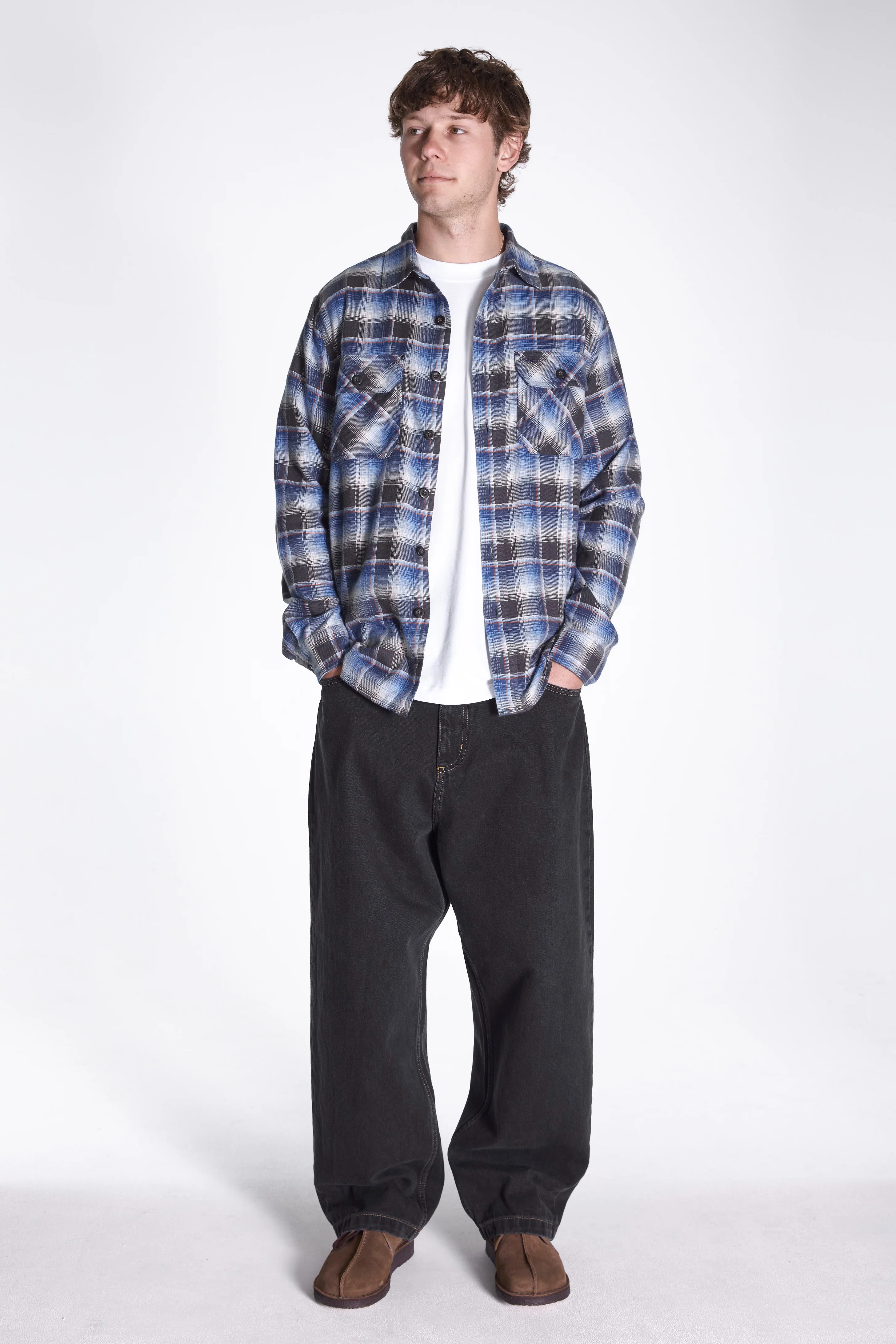 Burnside Shirt Charcoal/Blue Plaid - Image 2