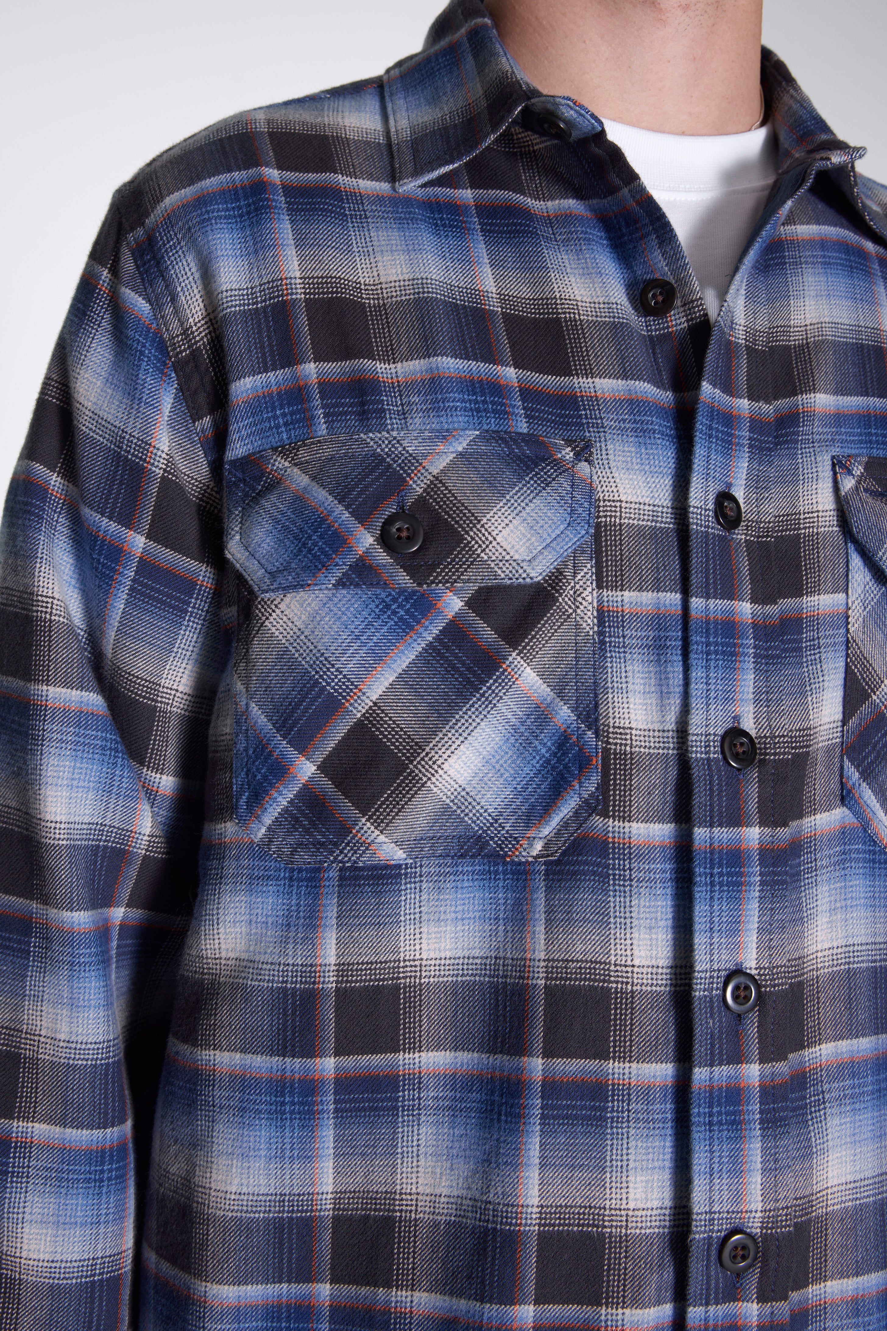 Burnside Shirt Charcoal/Blue Plaid - Image 5