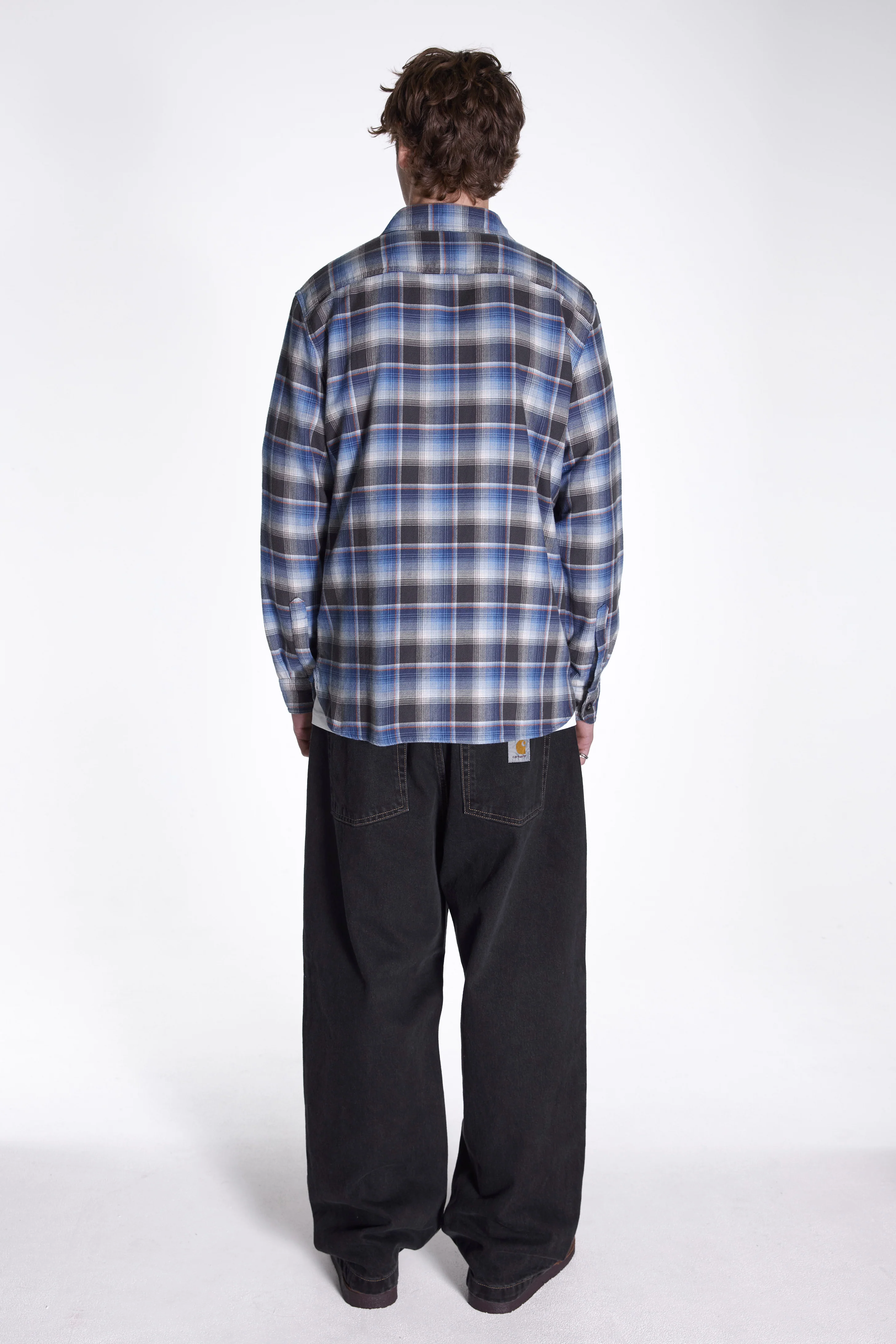 Burnside Shirt Charcoal/Blue Plaid - Image 6