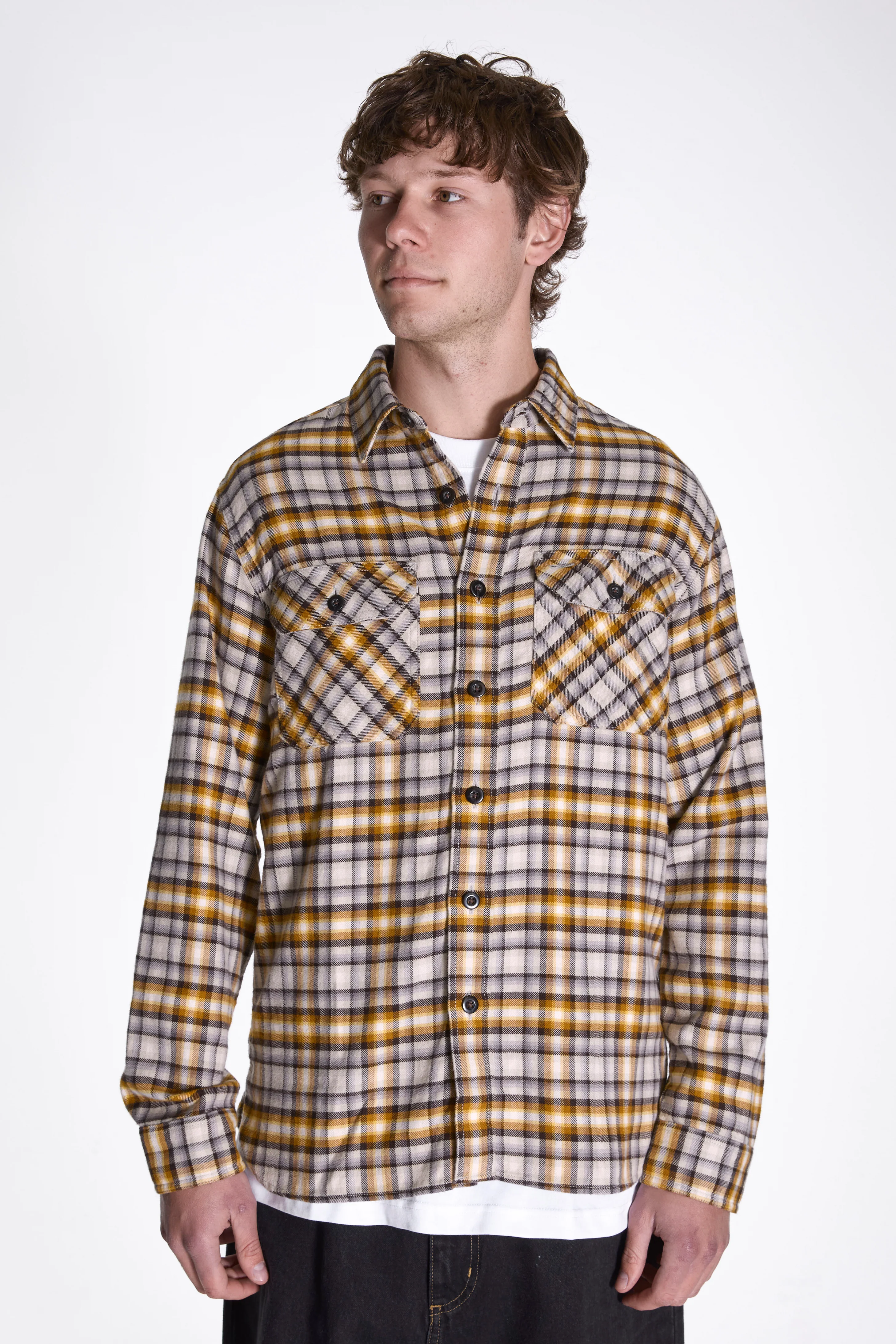 Burnside Shirt Grey/Gold Plaid - Image 2