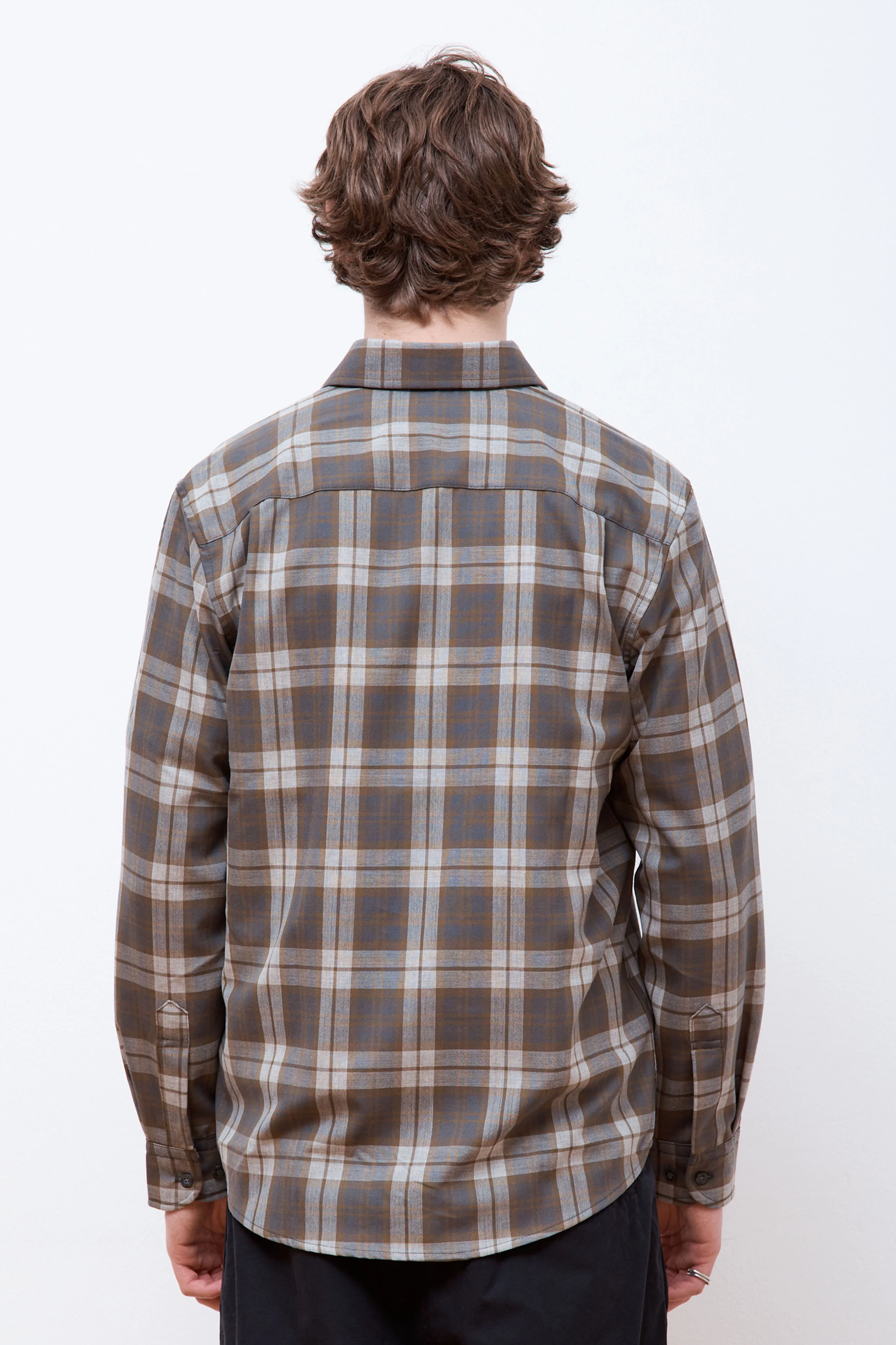 Merino Lodge Shirt Olive/Grey Mix Plaid - Image 4