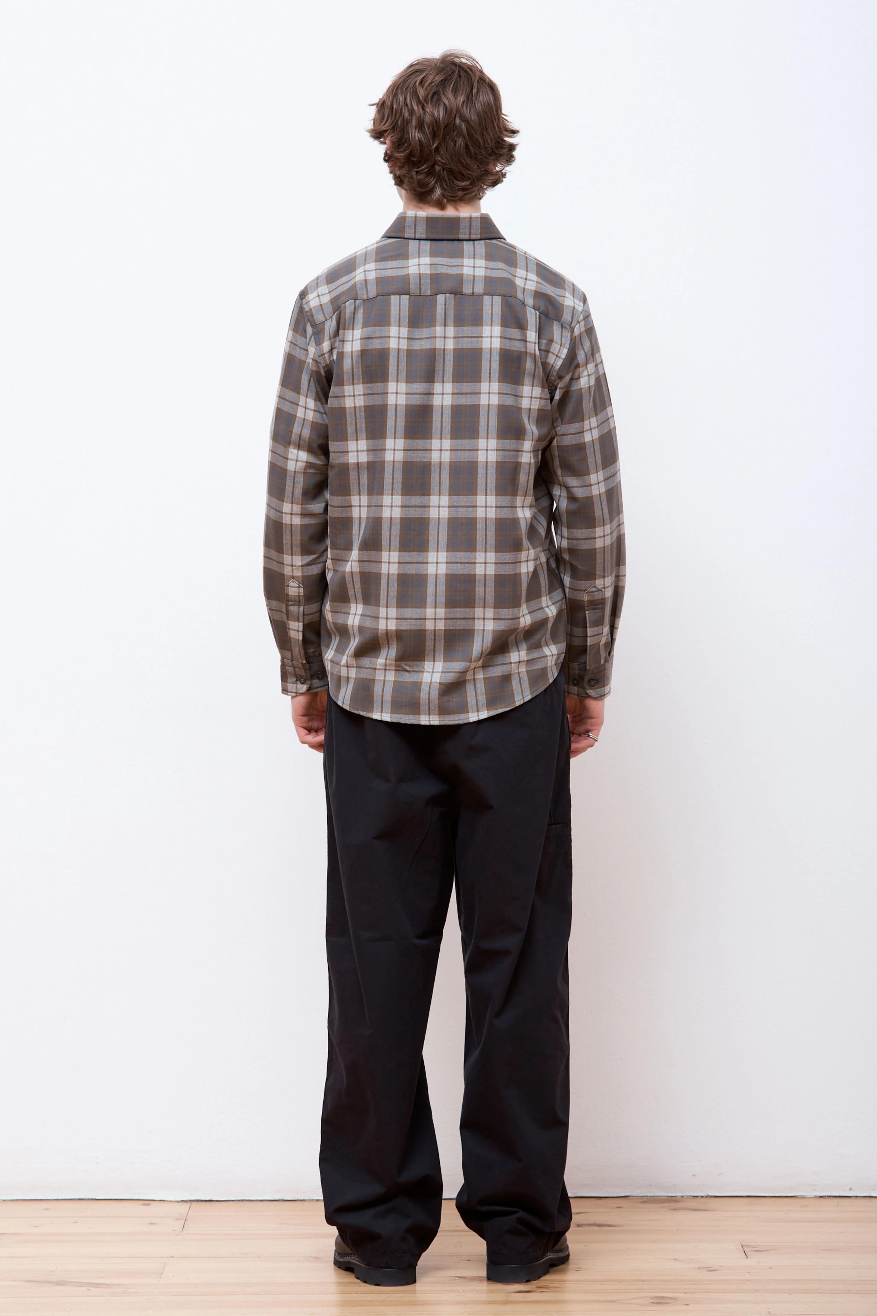 Merino Lodge Shirt Olive/Grey Mix Plaid - Image 6