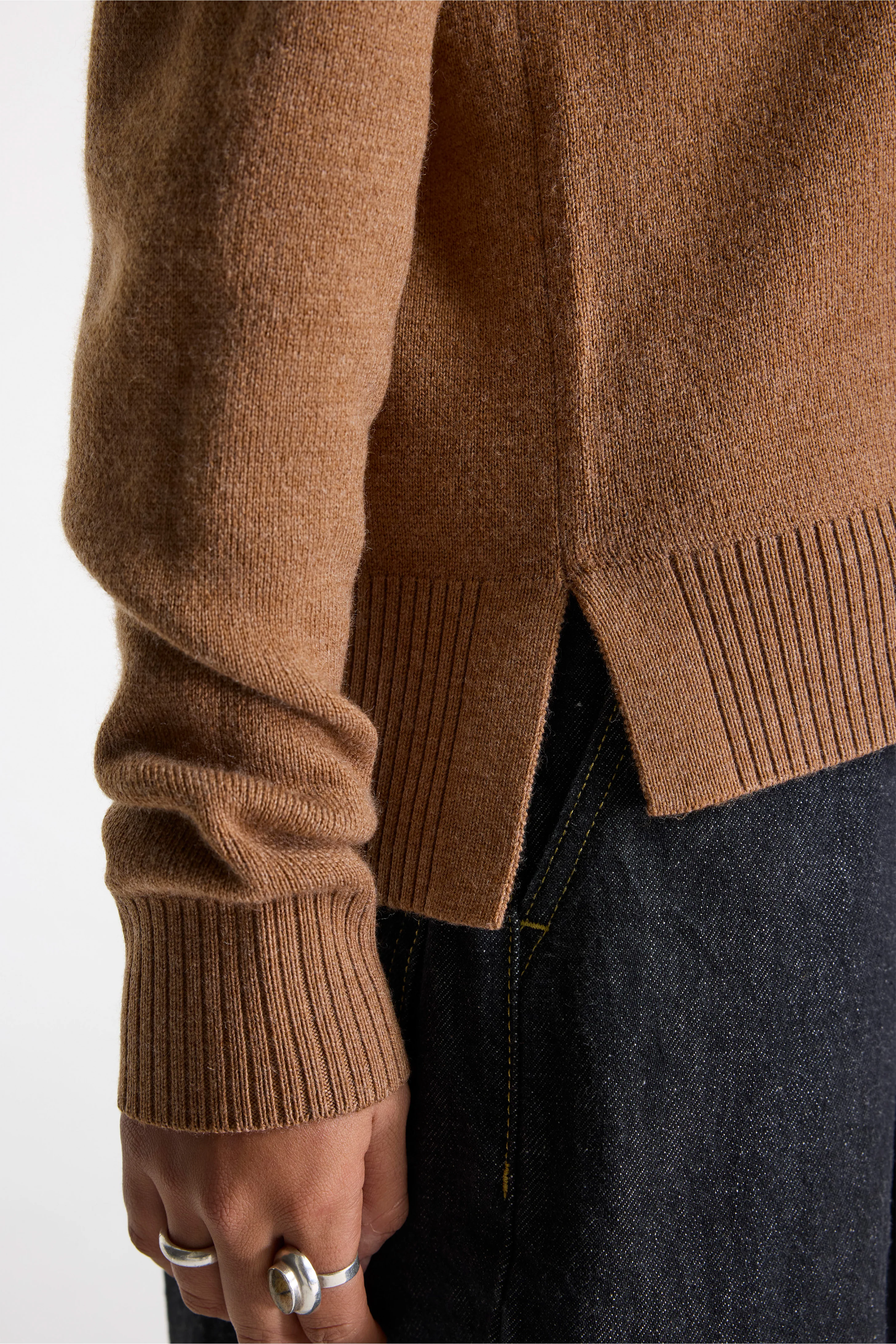 Merino Pullover Hoodie Camel Heather - Image 3