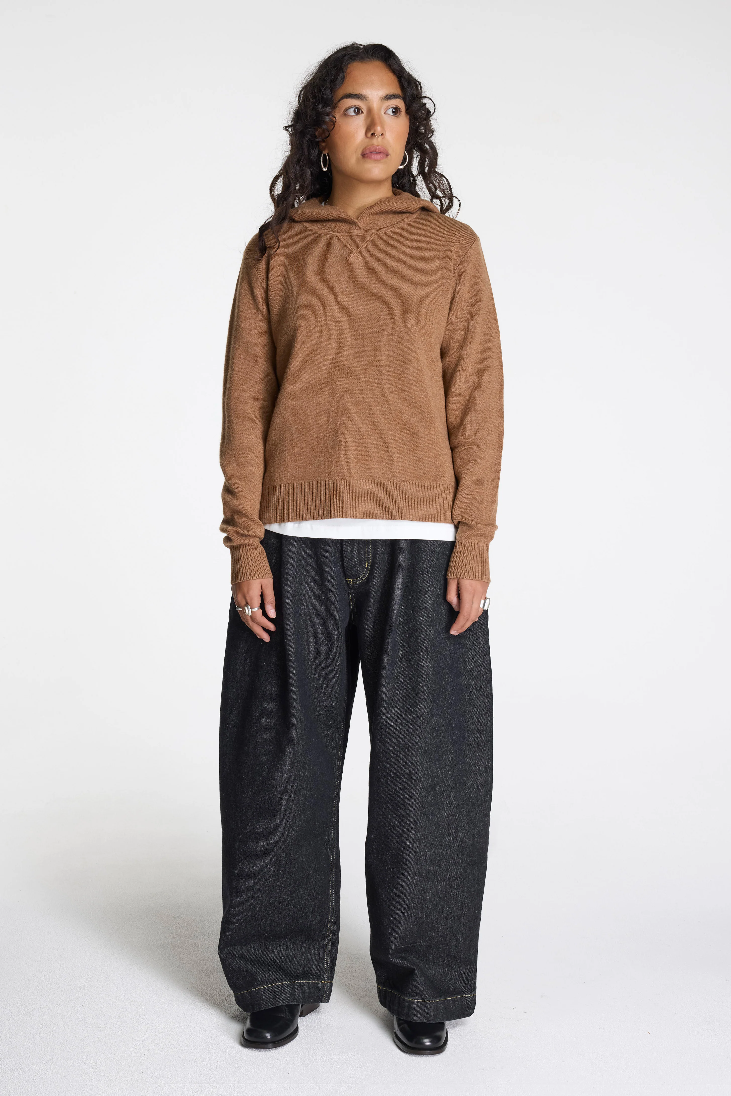 Merino Pullover Hoodie Camel Heather - Image 5