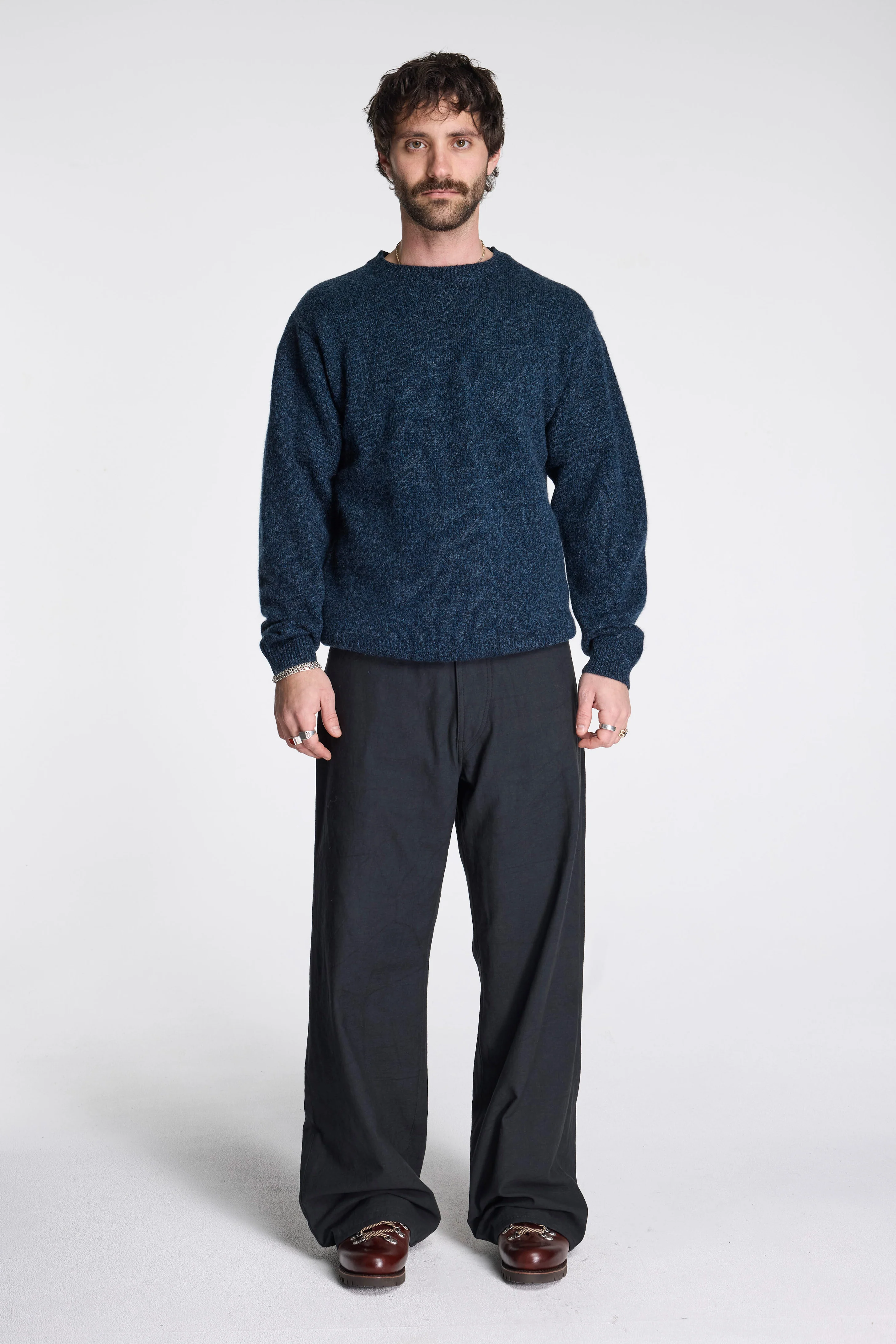 Shetland Wool Crew Indigo Heather - Image 5