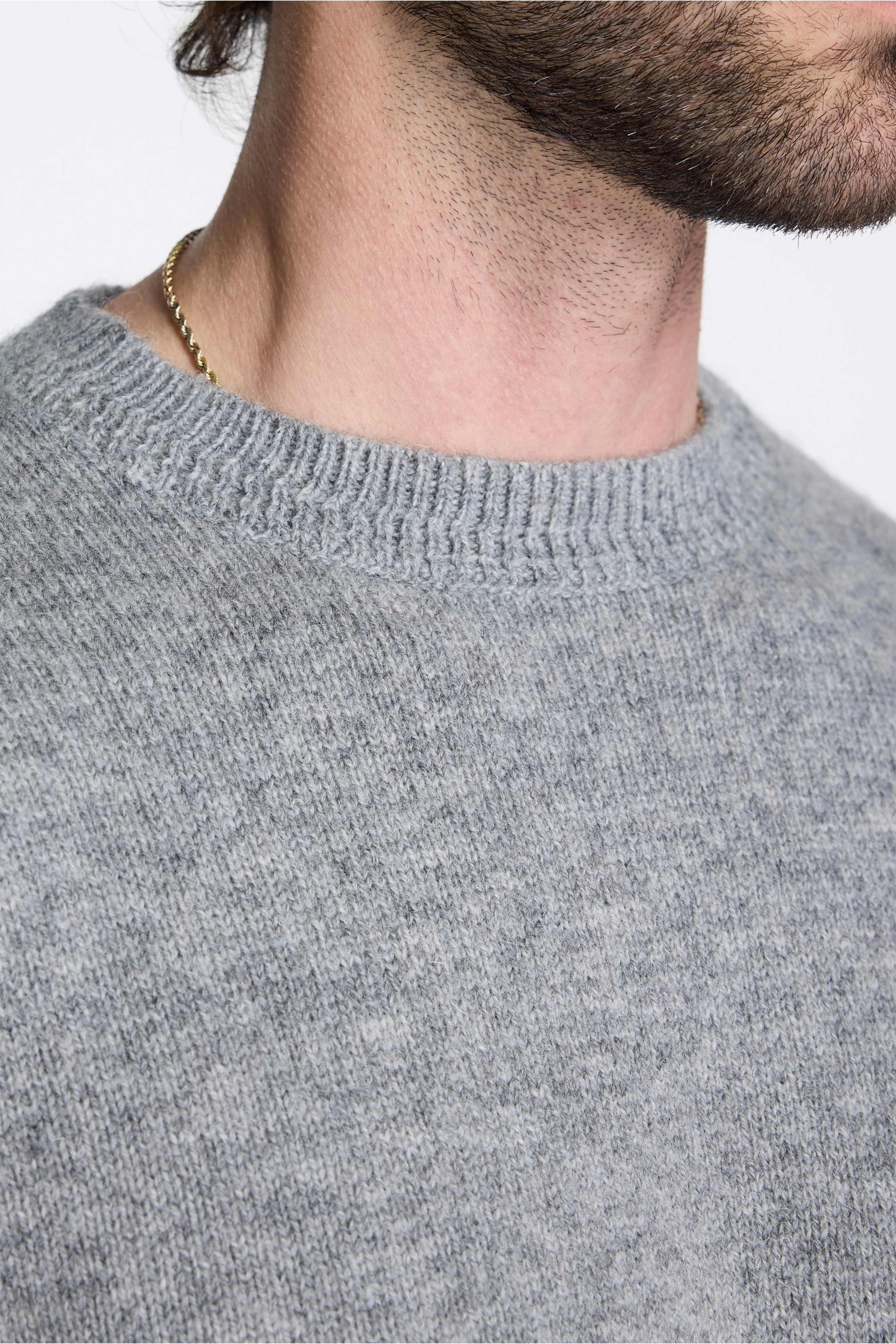 Shetland Wool Crew Light Grey Heather - Image 3