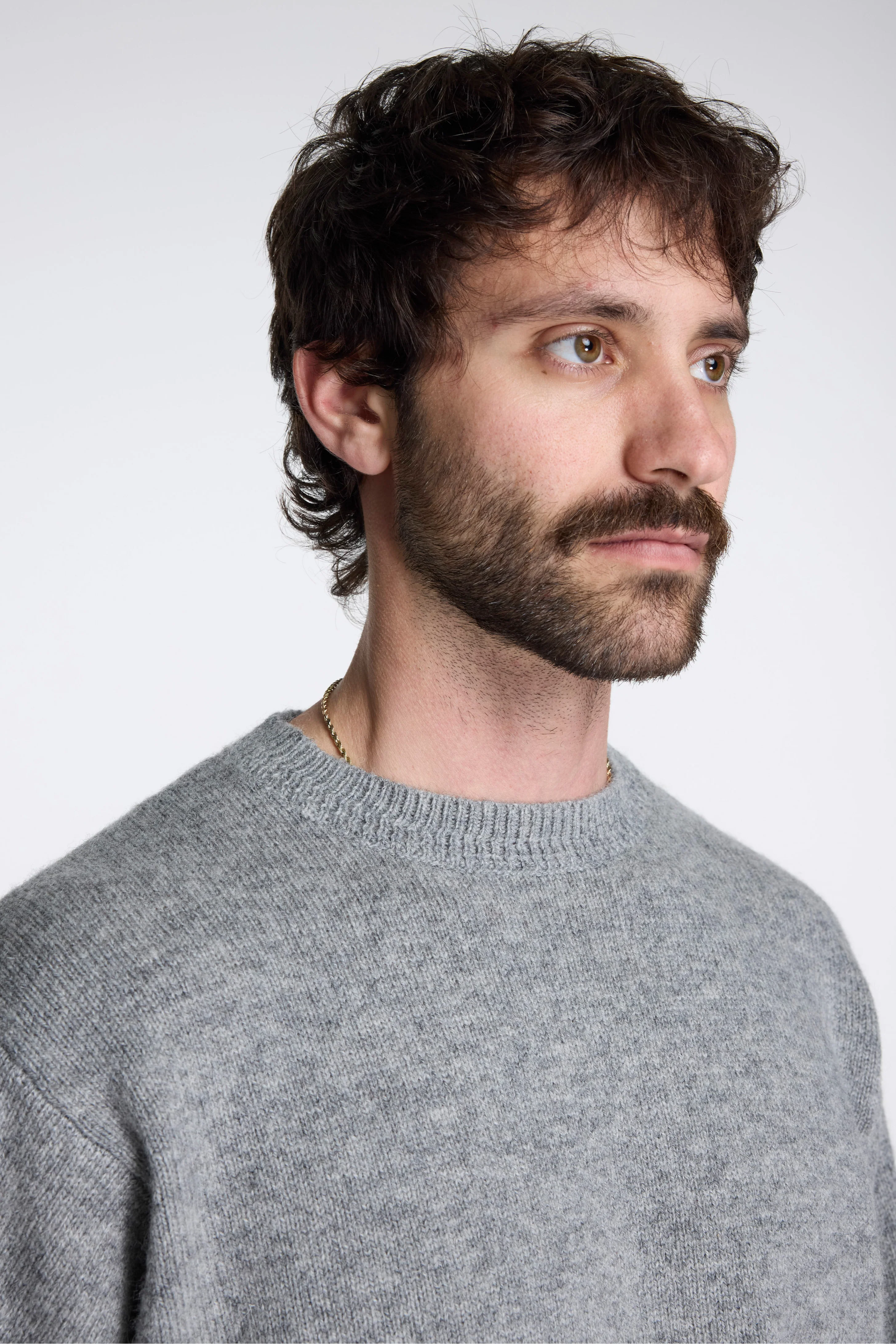 Shetland Wool Crew Light Grey Heather - Image 5