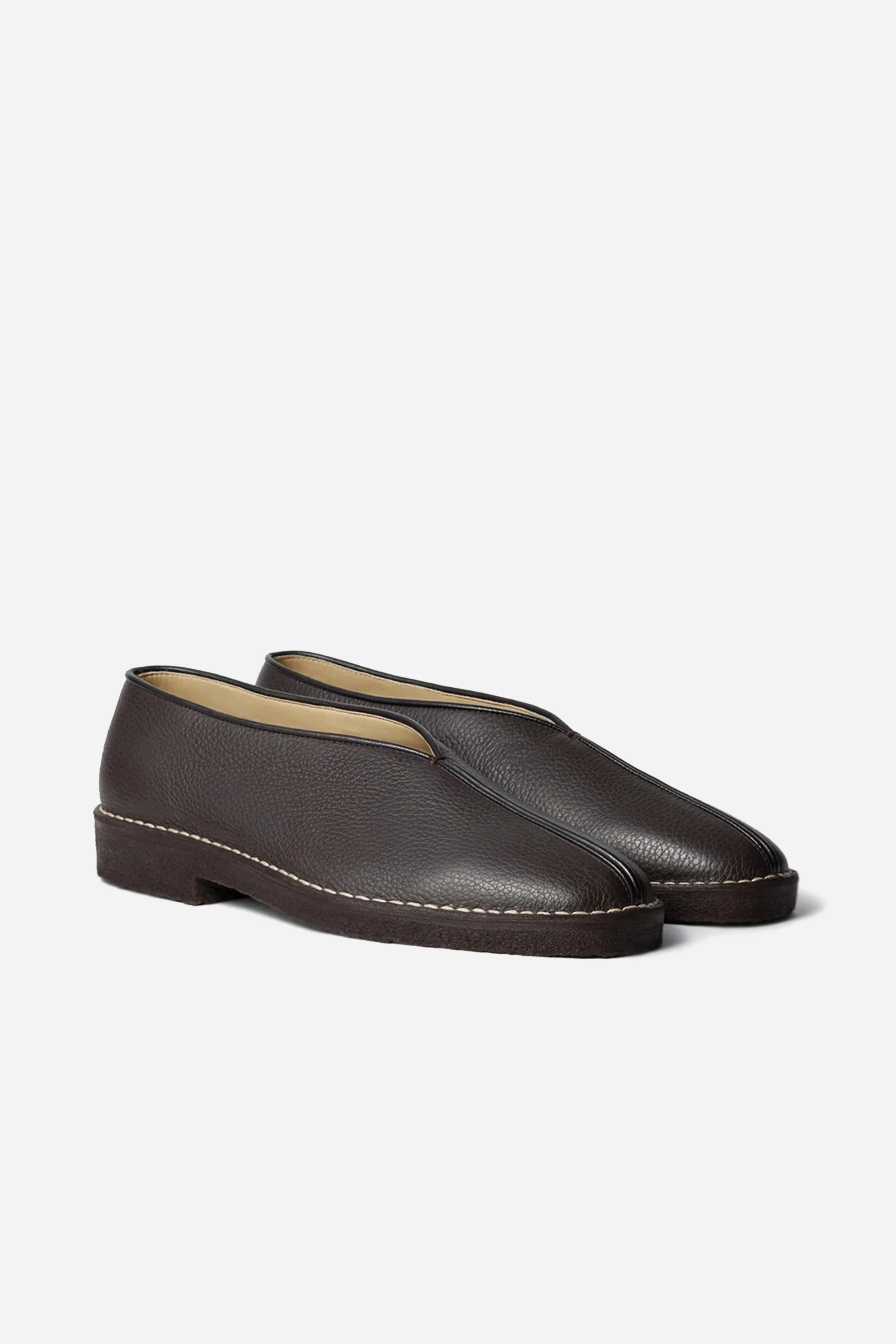 Piped Crepe Slippers Dark Brown - Image 2