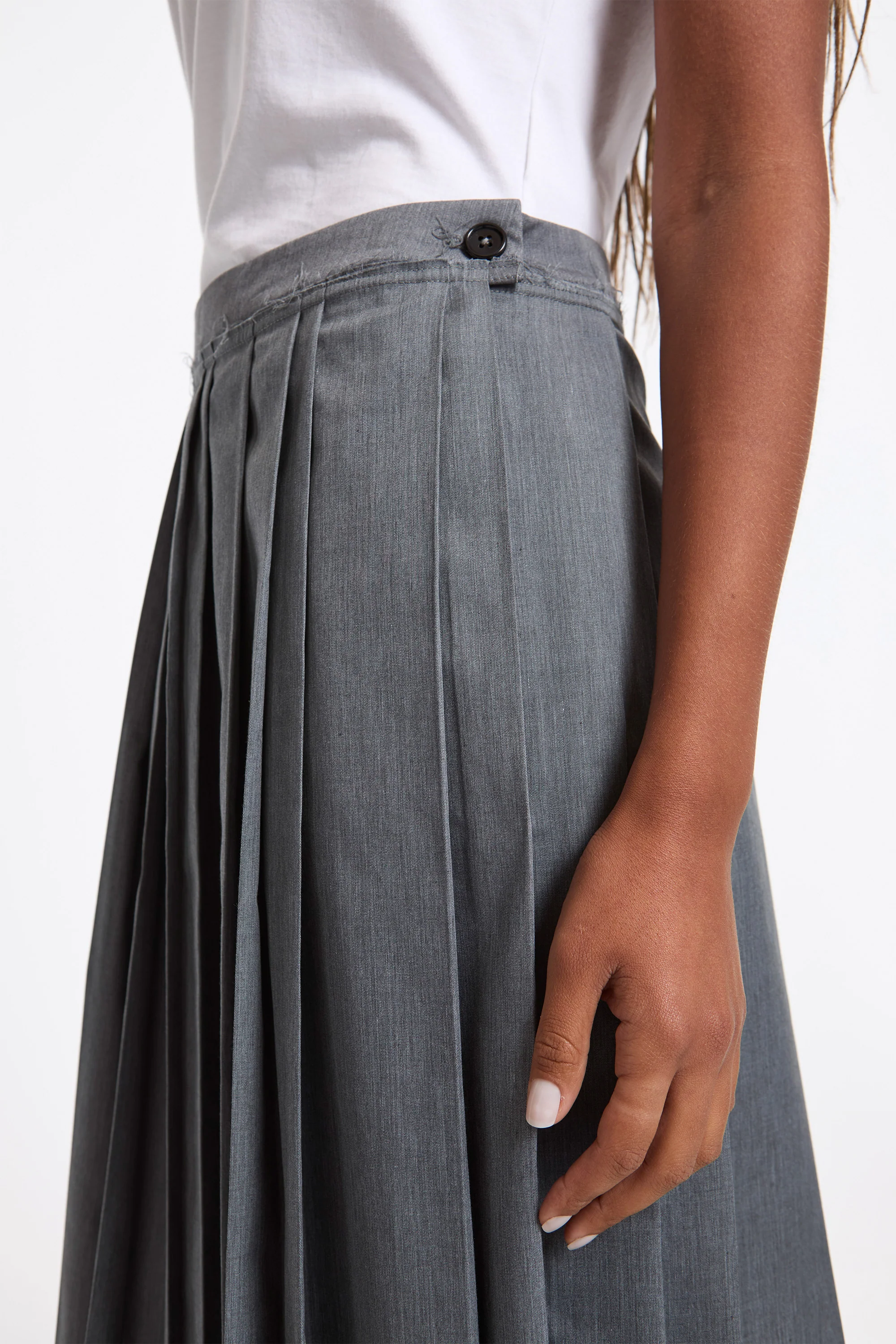 Pleats Skirt Grey Melange - Image 3