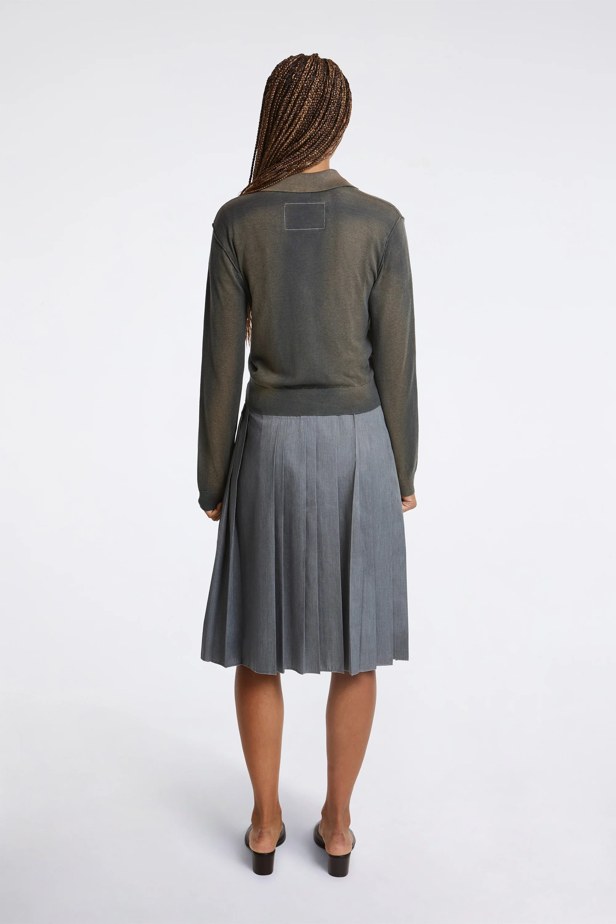 Pleats Skirt Grey Melange - Image 5