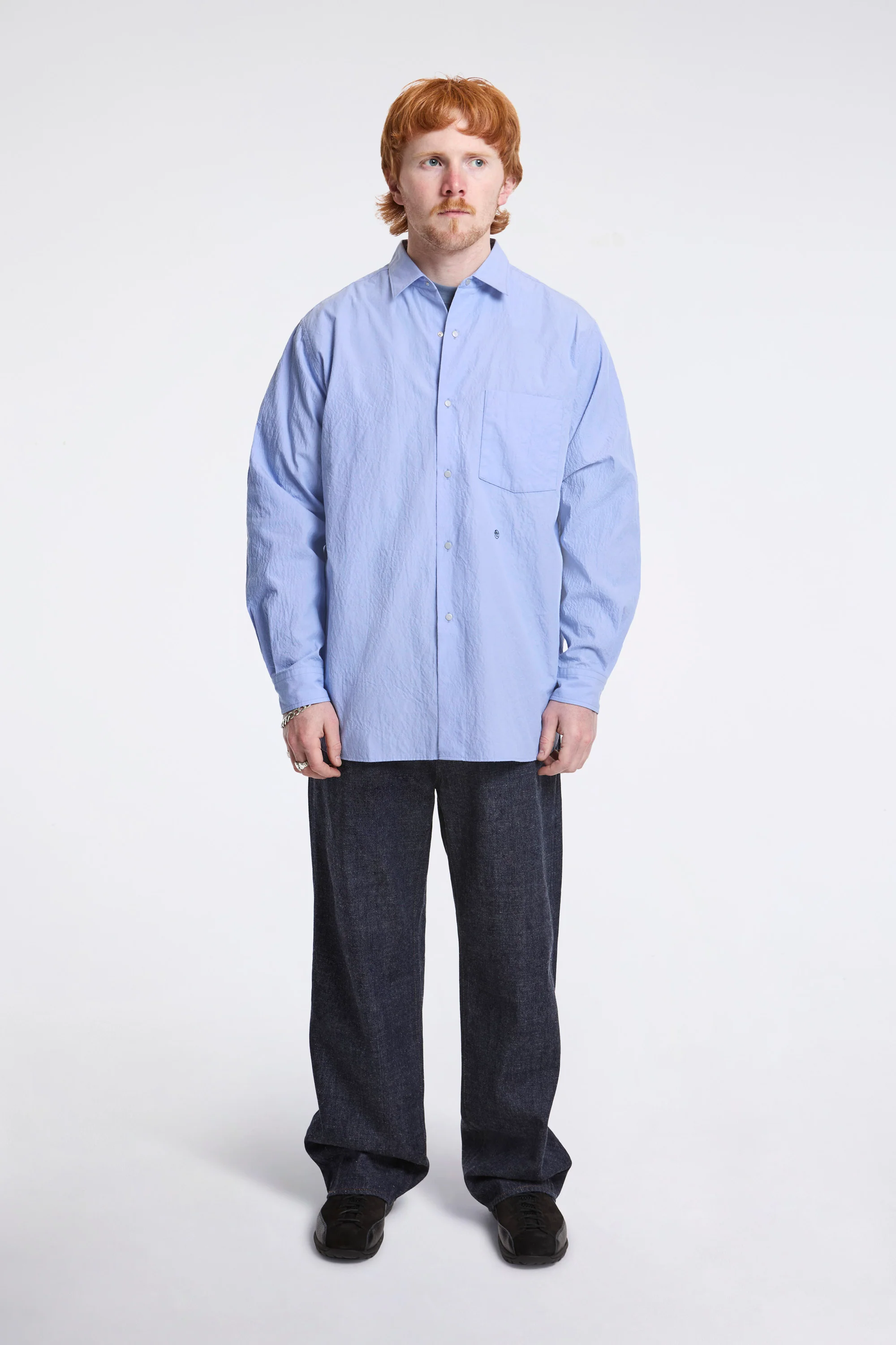 Regular Collar Wind Shirt Sax - Image 2