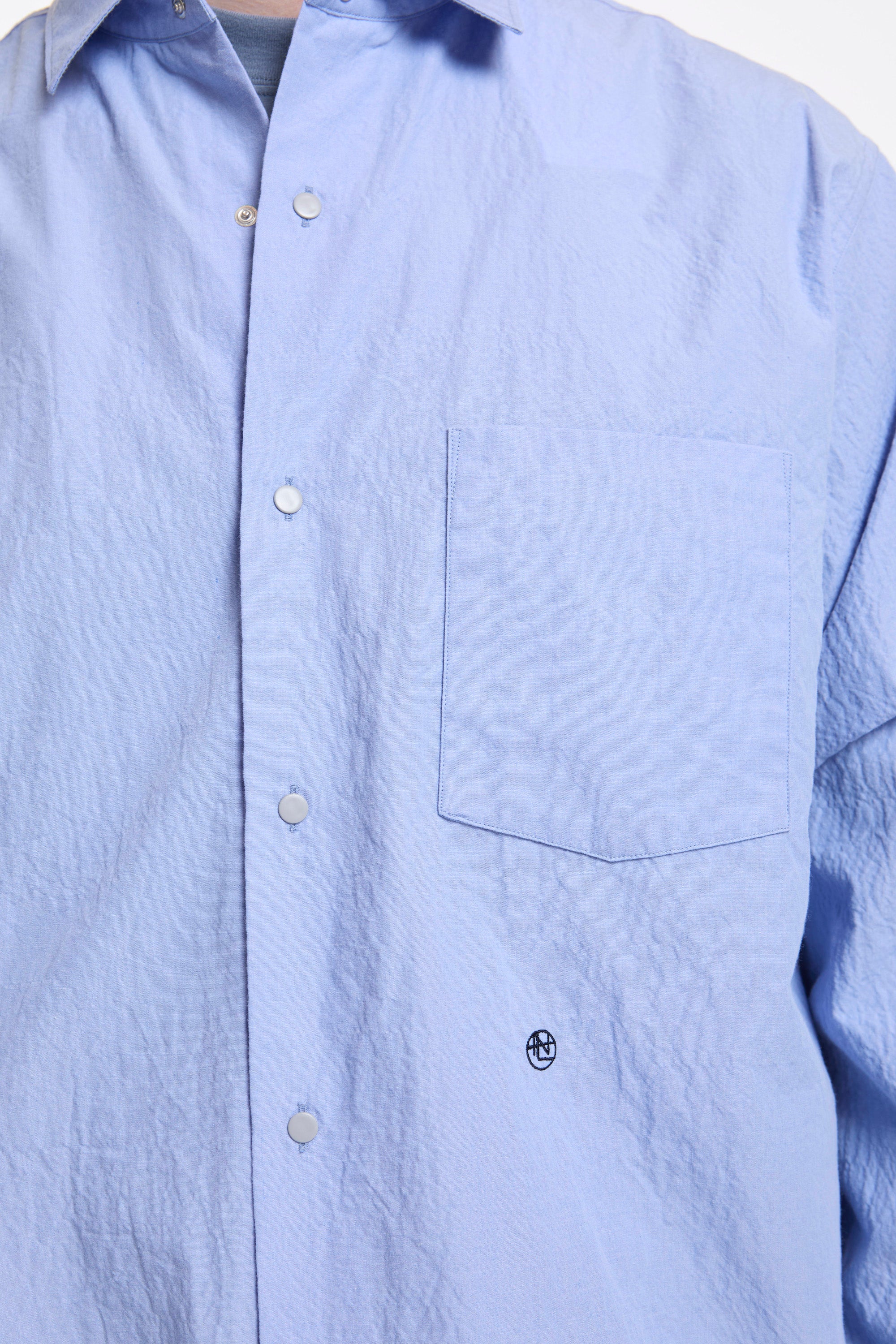 Regular Collar Wind Shirt Sax - Image 3