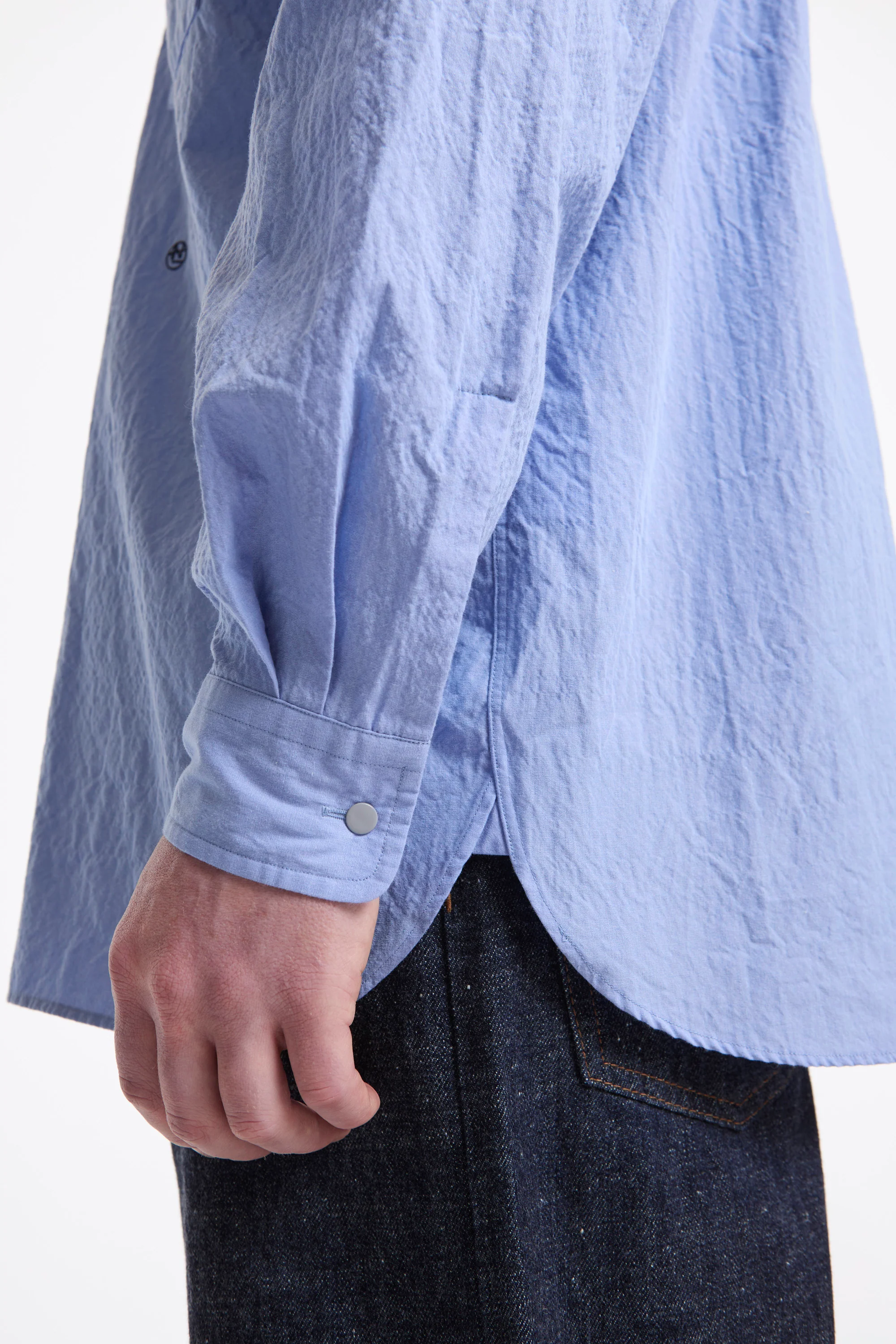 Regular Collar Wind Shirt Sax - Image 6