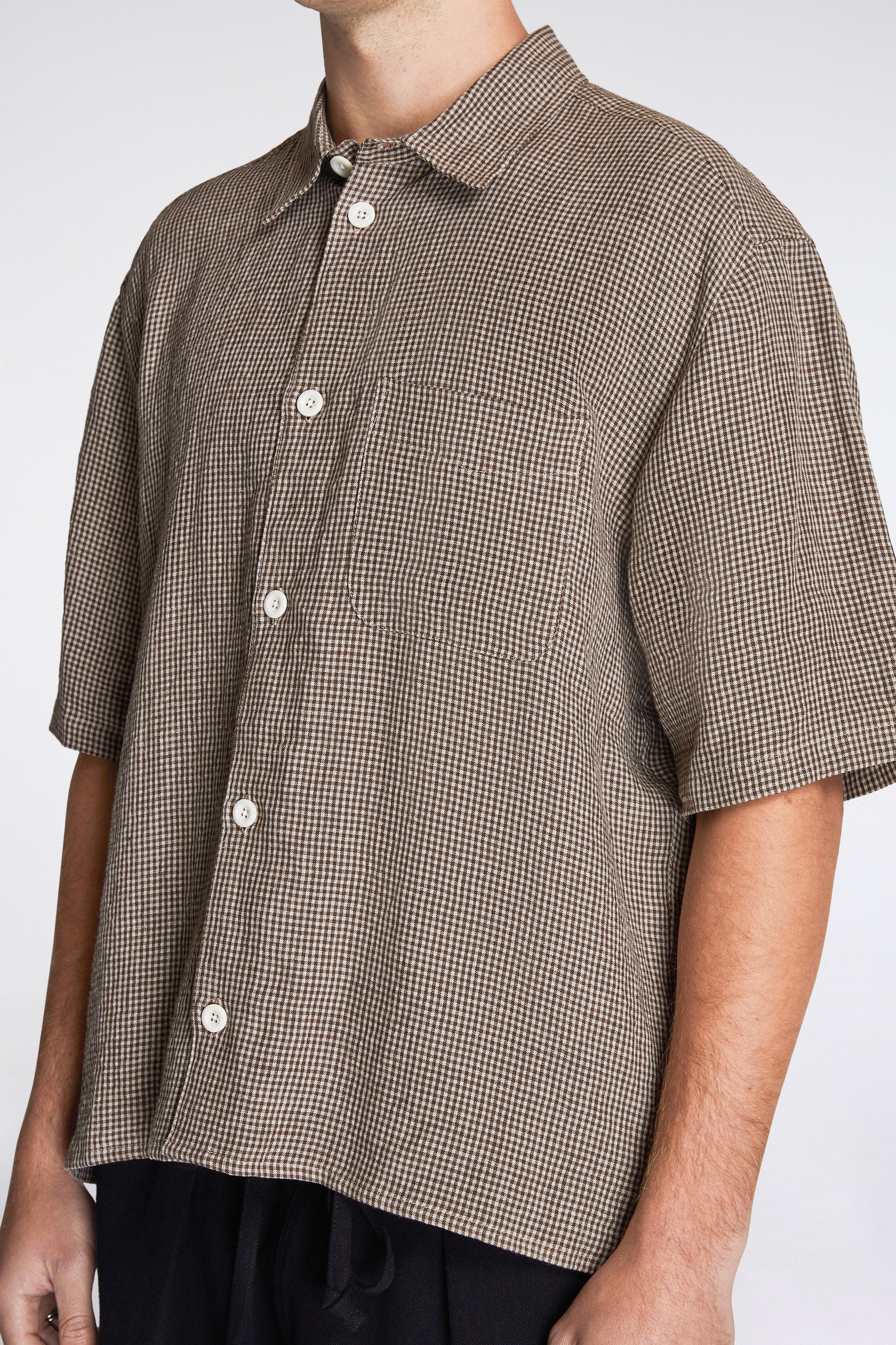 Relaxed Farmer Shirt Short Sleeve Straw Check - Image 3