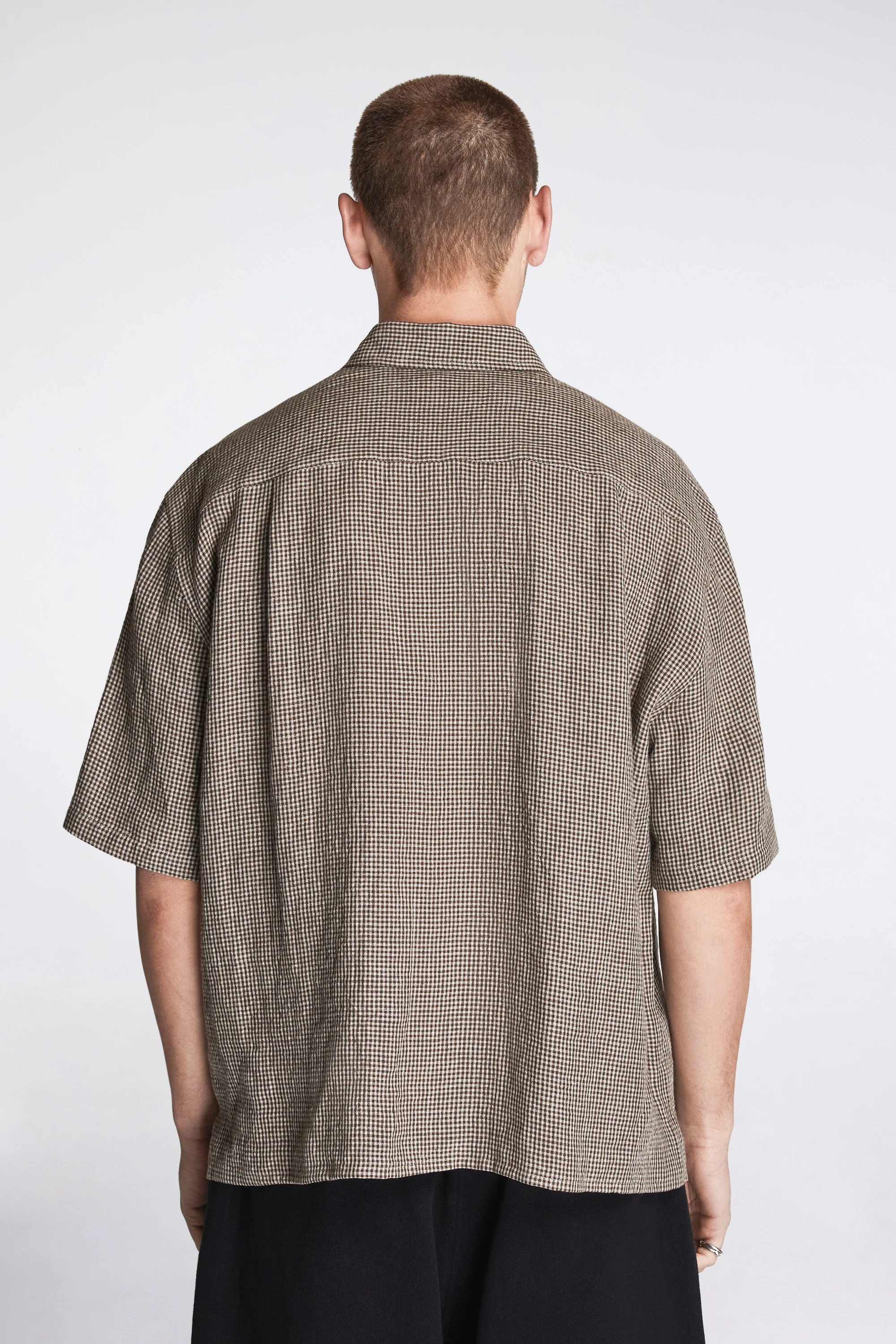 Relaxed Farmer Shirt Short Sleeve Straw Check - Image 4