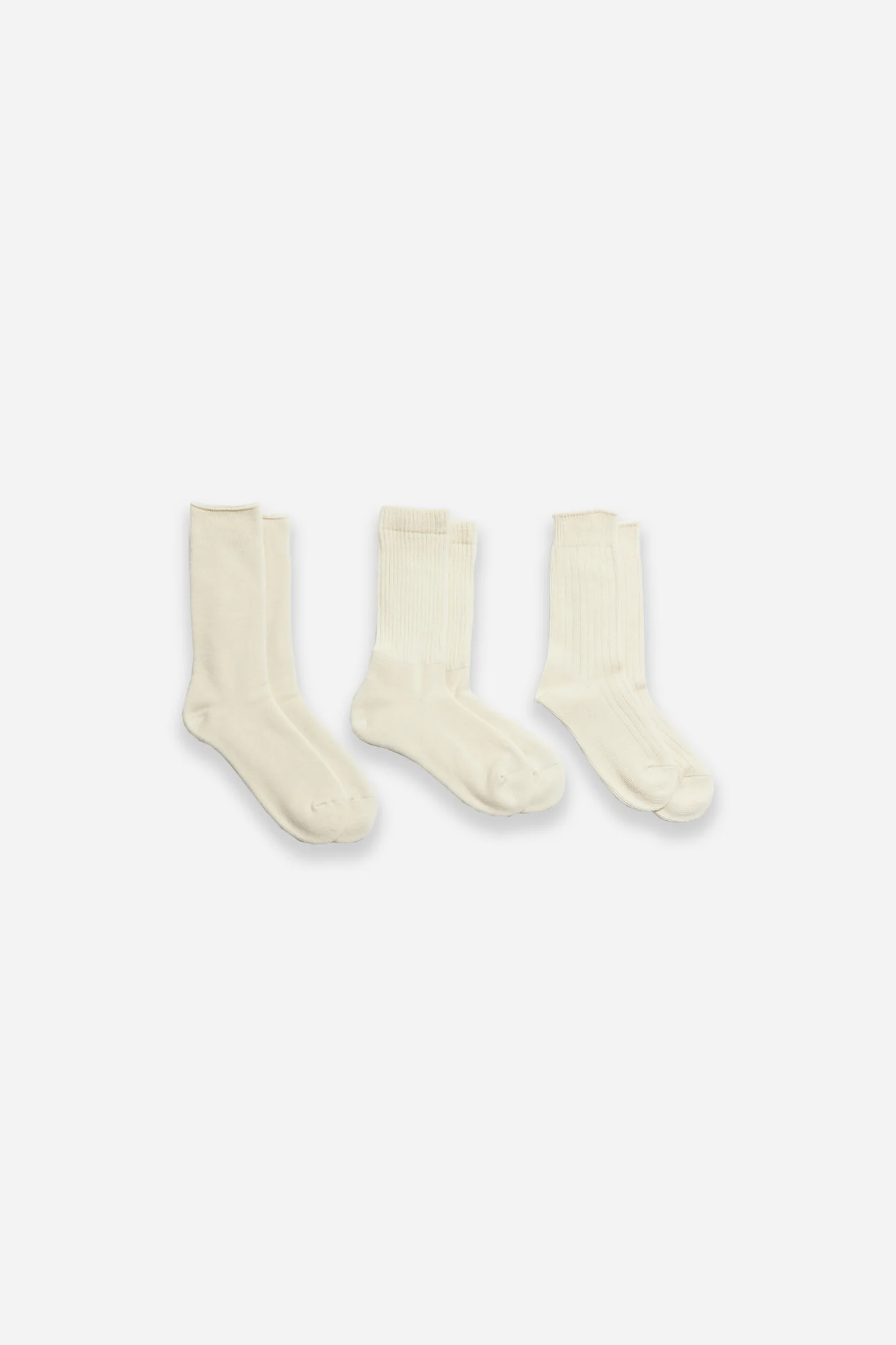 Organic Daily 3 Pack Crew Socks Ecru - Image 2