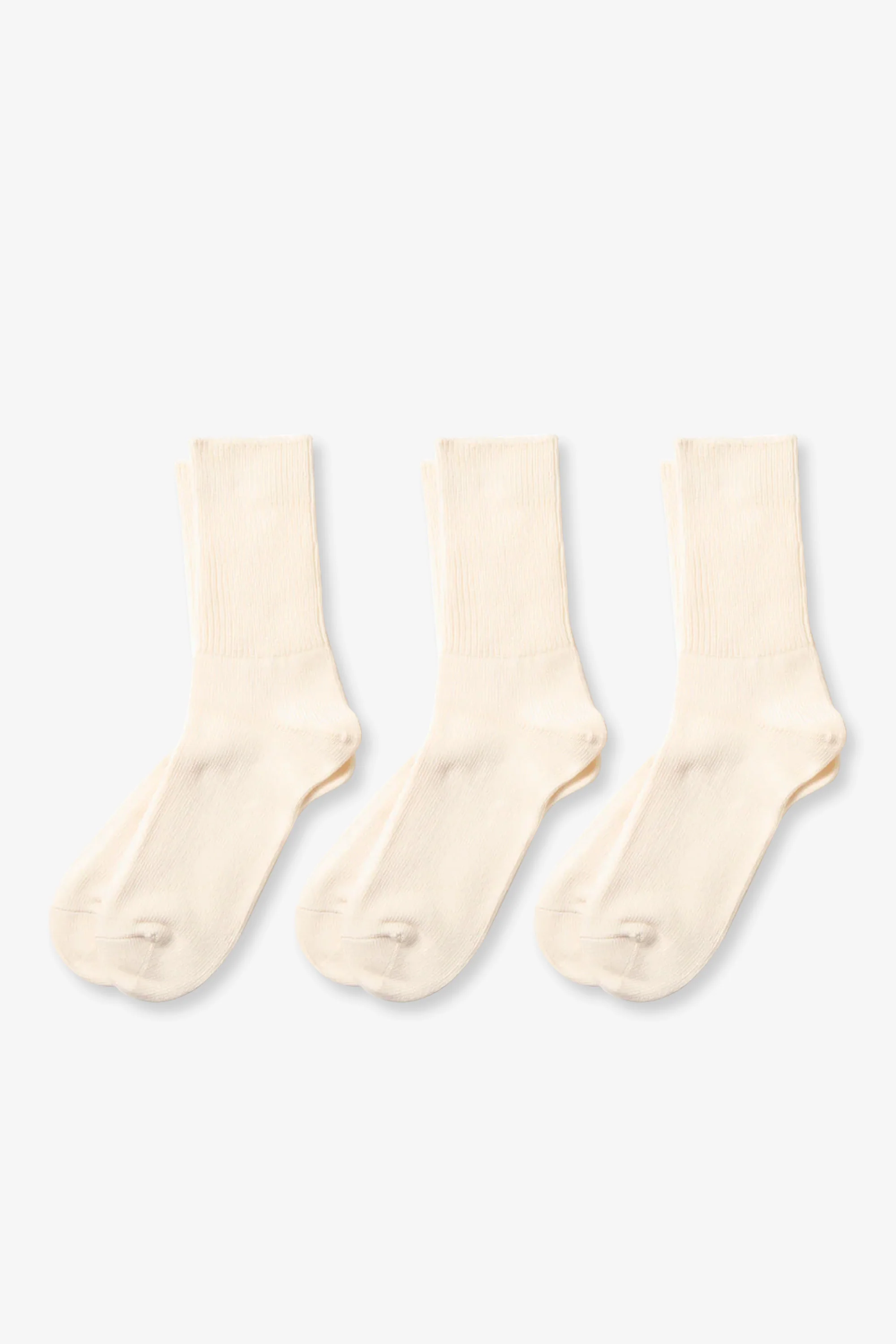 Organic Daily 3 Pack Ribbed Crew Socks Ivory - Image 2