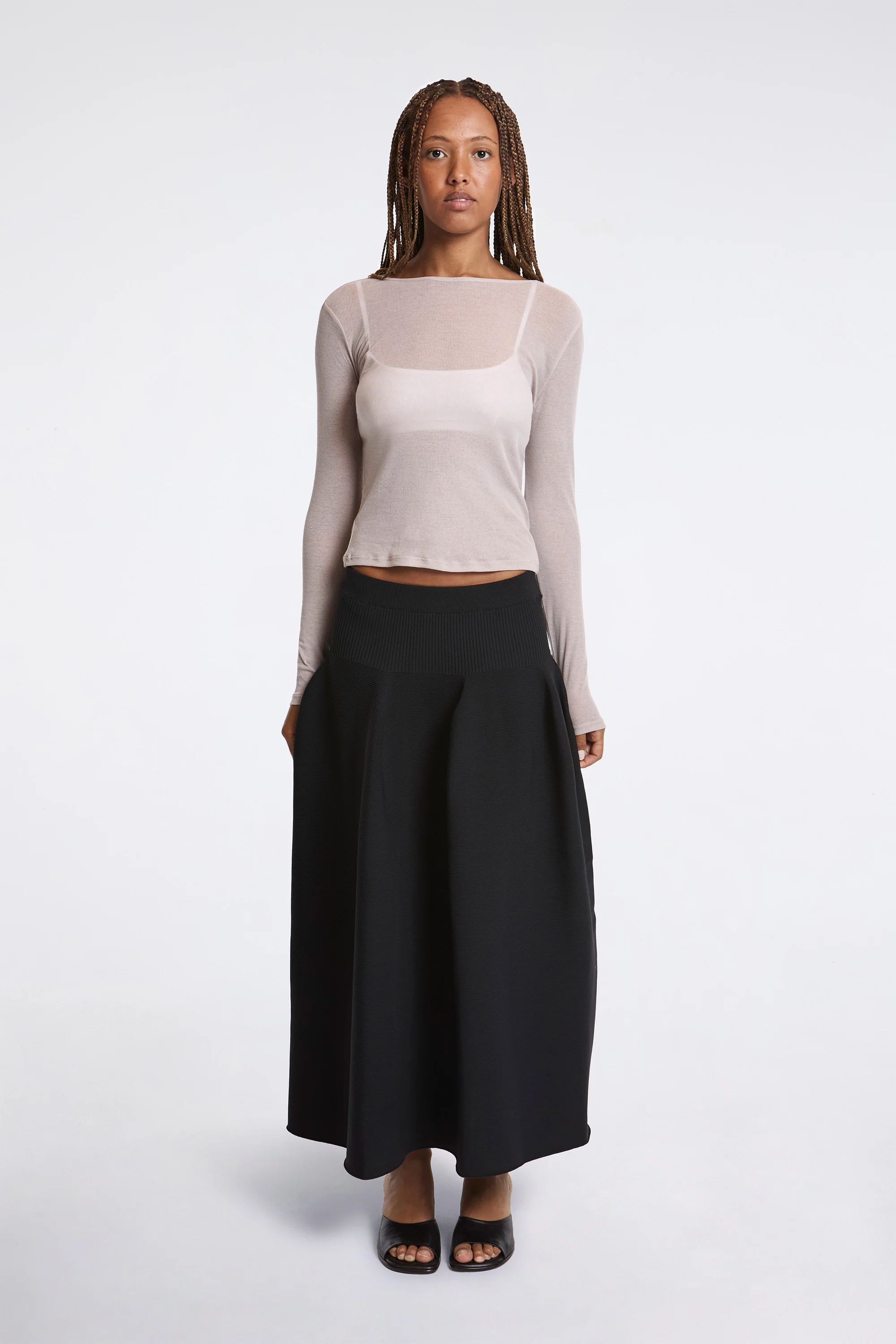Ribbed Round T-Shirt Beige - Image 3