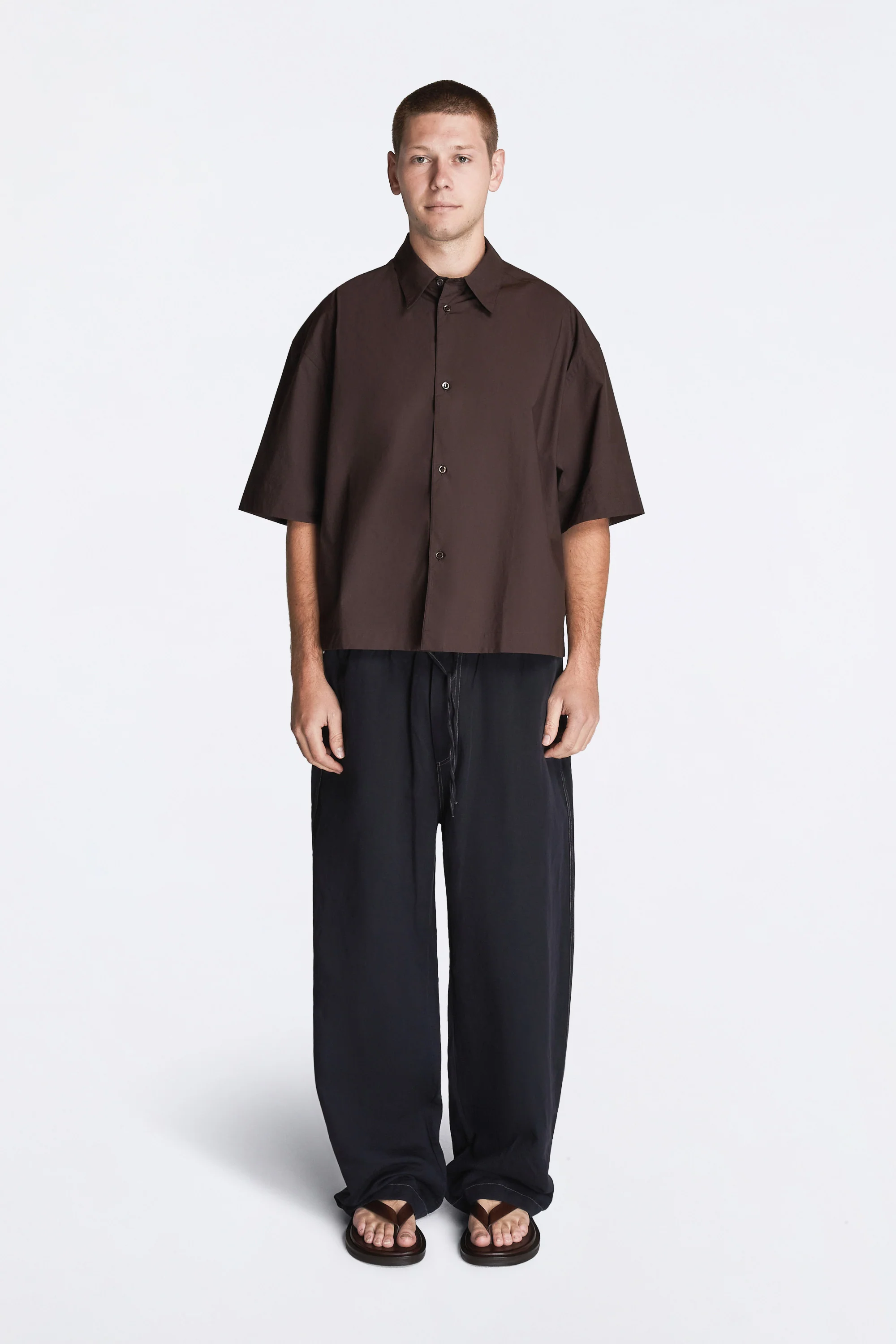 Sanko Paper Poplin Shirt Cocoa - Image 5