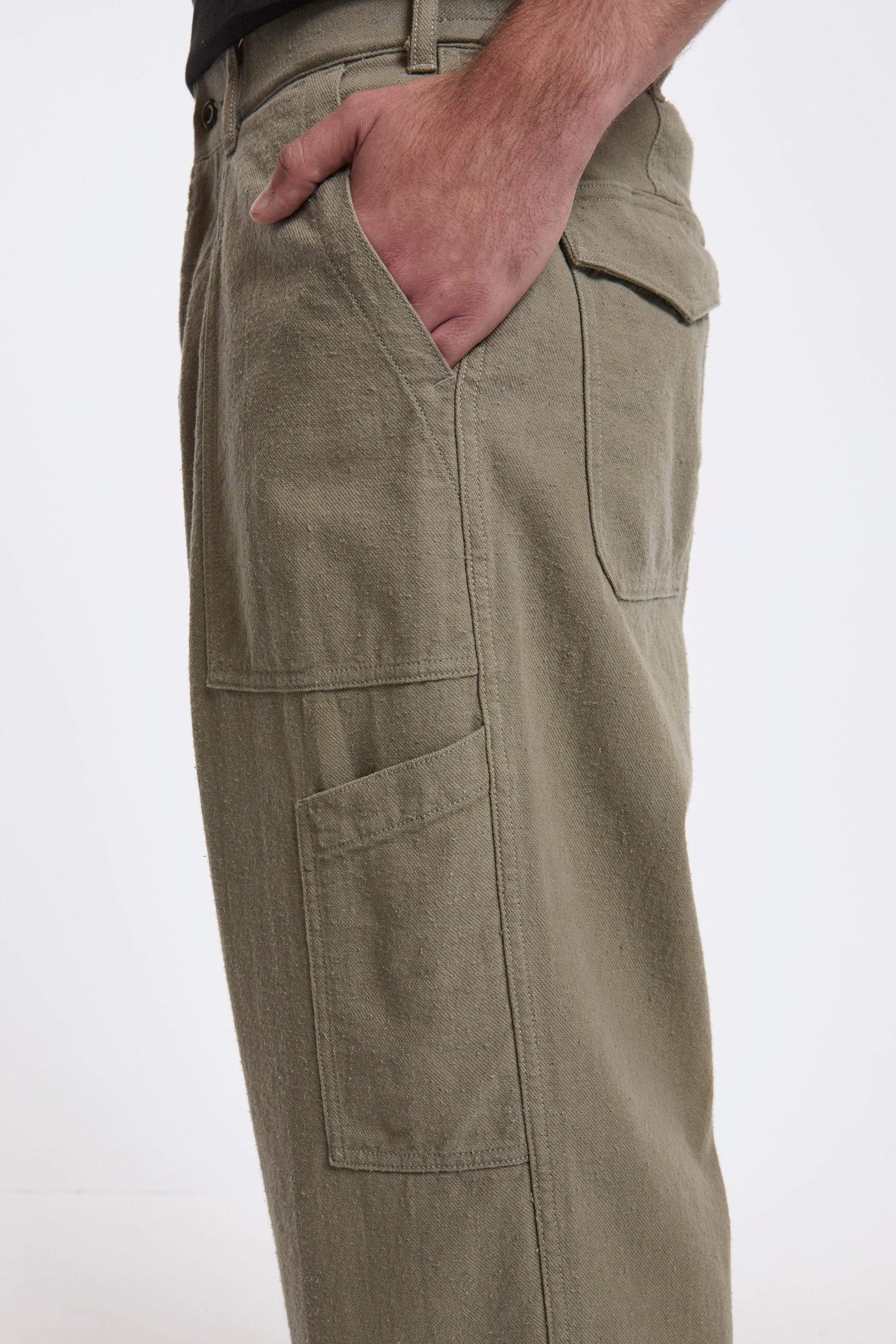 Silk Nep Cotton Twill Deck Pants Khaki Beige - Image 6