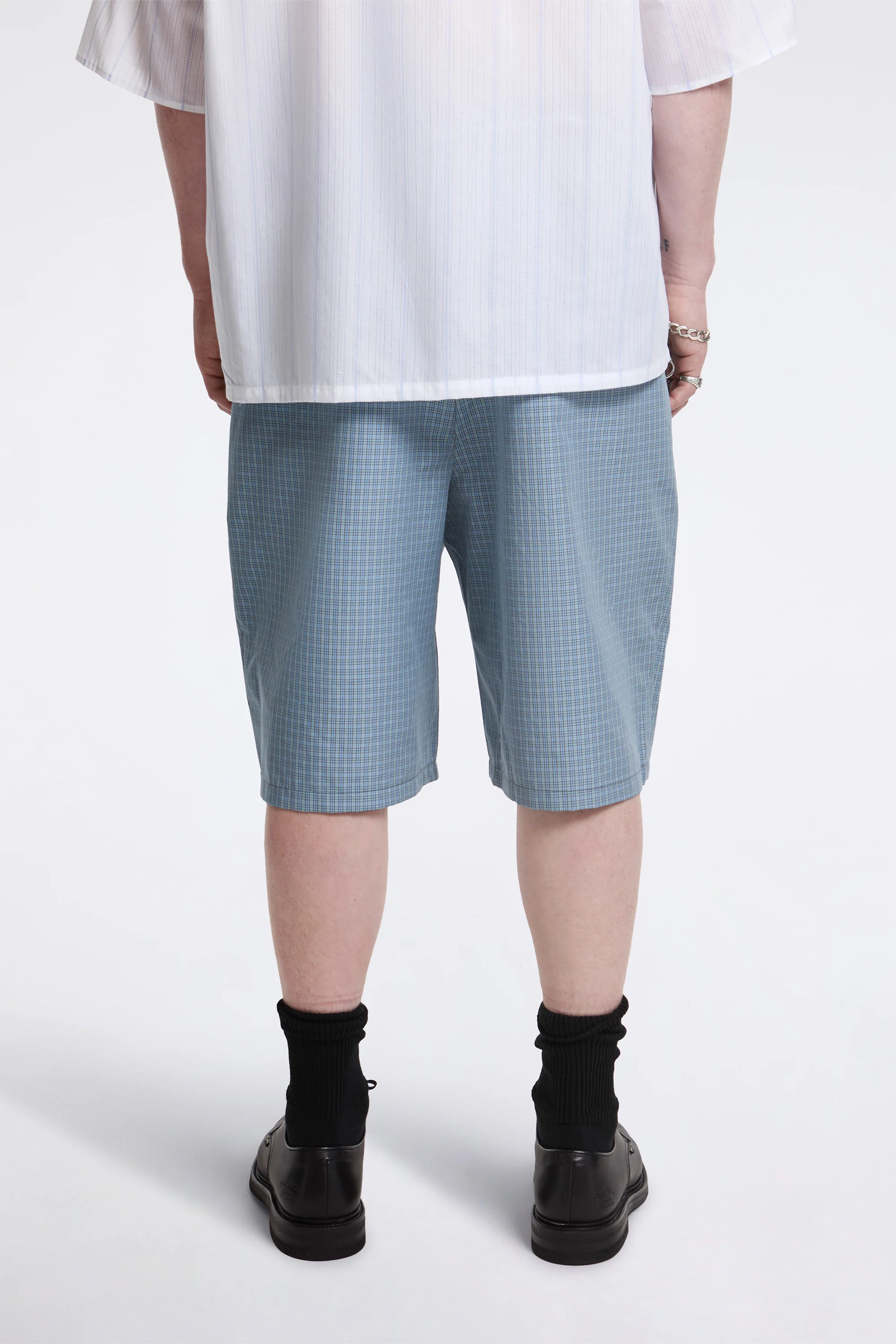 Slim Suit Shorts Blue/Grey/White Check - Image 2