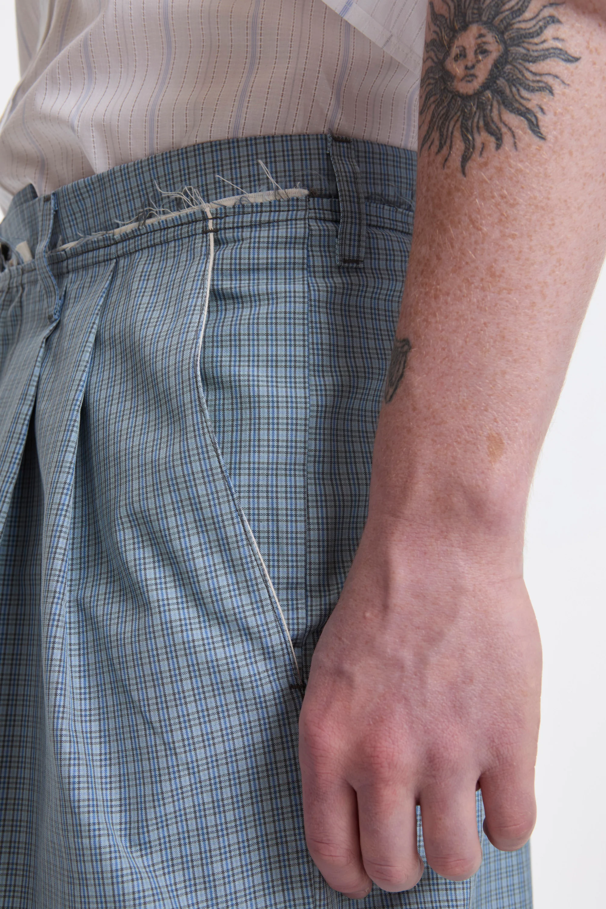 Slim Suit Shorts Blue/Grey/White Check - Image 4