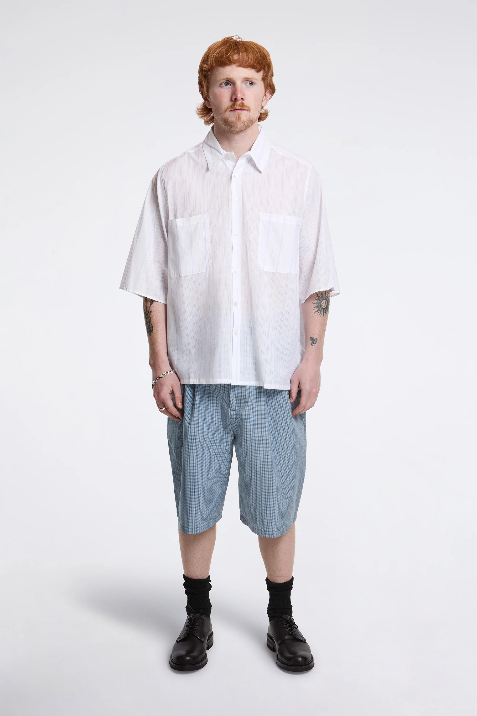 Slim Suit Shorts Blue/Grey/White Check - Image 6