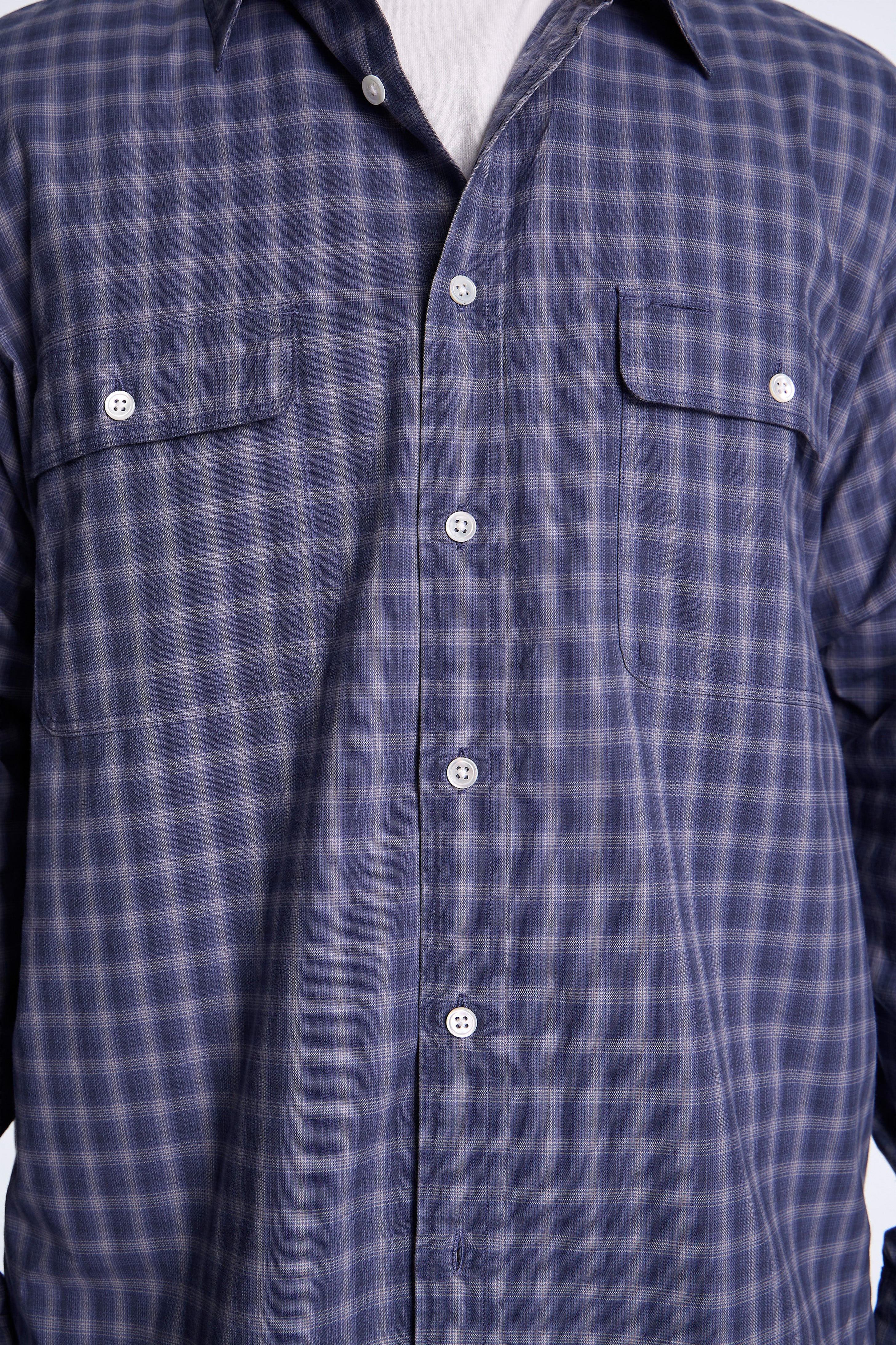 Organic Cotton Ombre Check Shirt Blue Check - Image 3