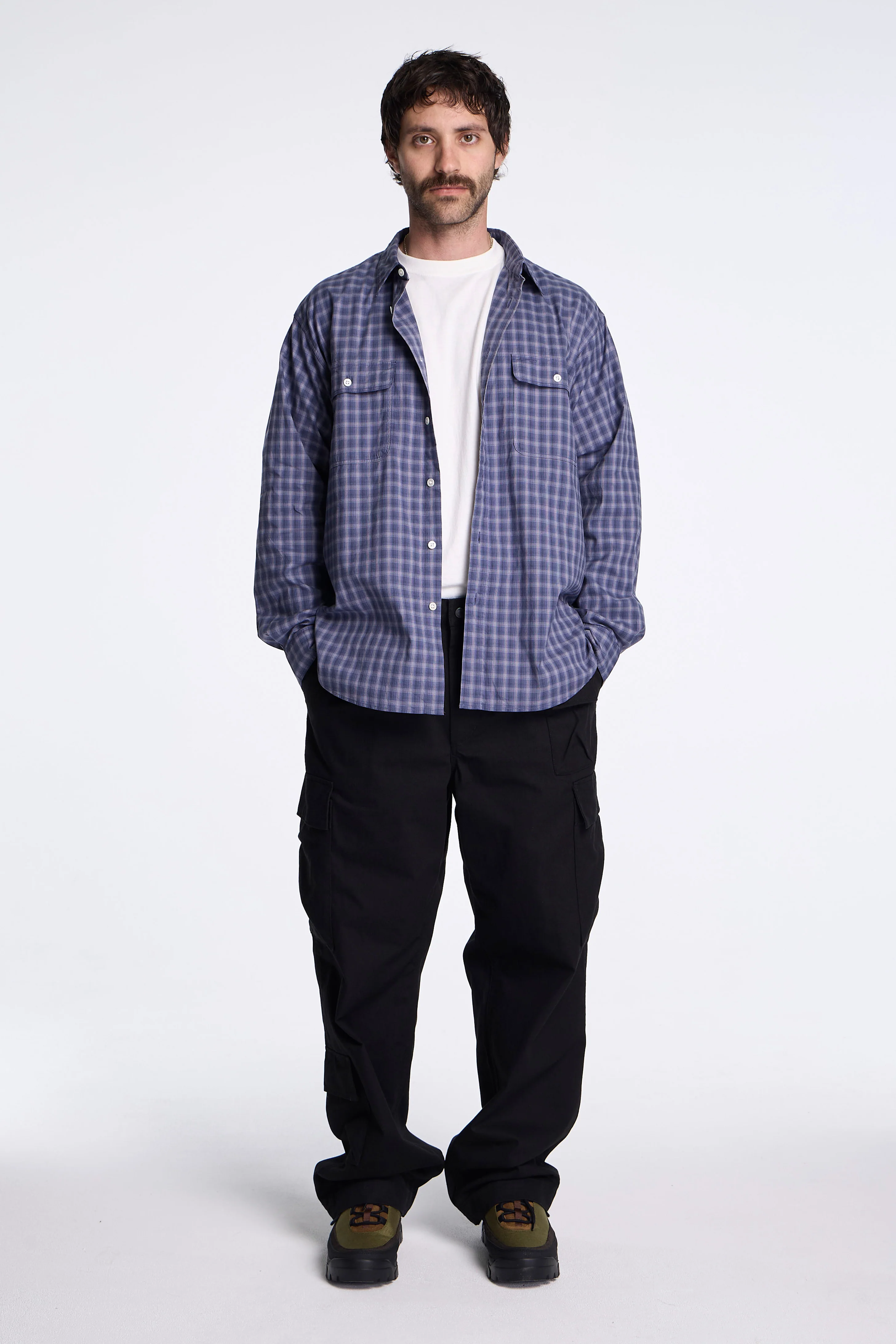 Organic Cotton Ombre Check Shirt Blue Check - Image 5