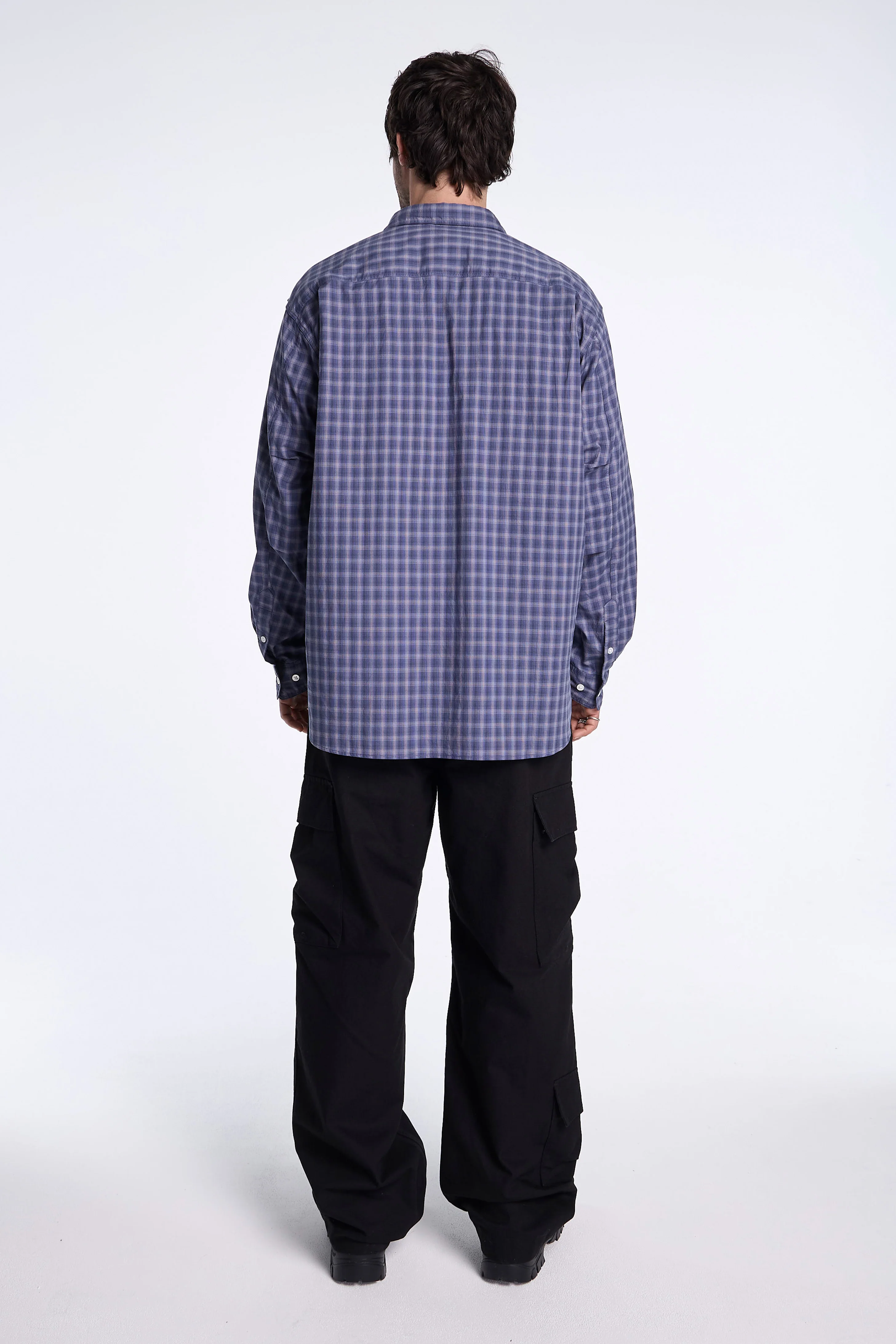 Organic Cotton Ombre Check Shirt Blue Check - Image 6