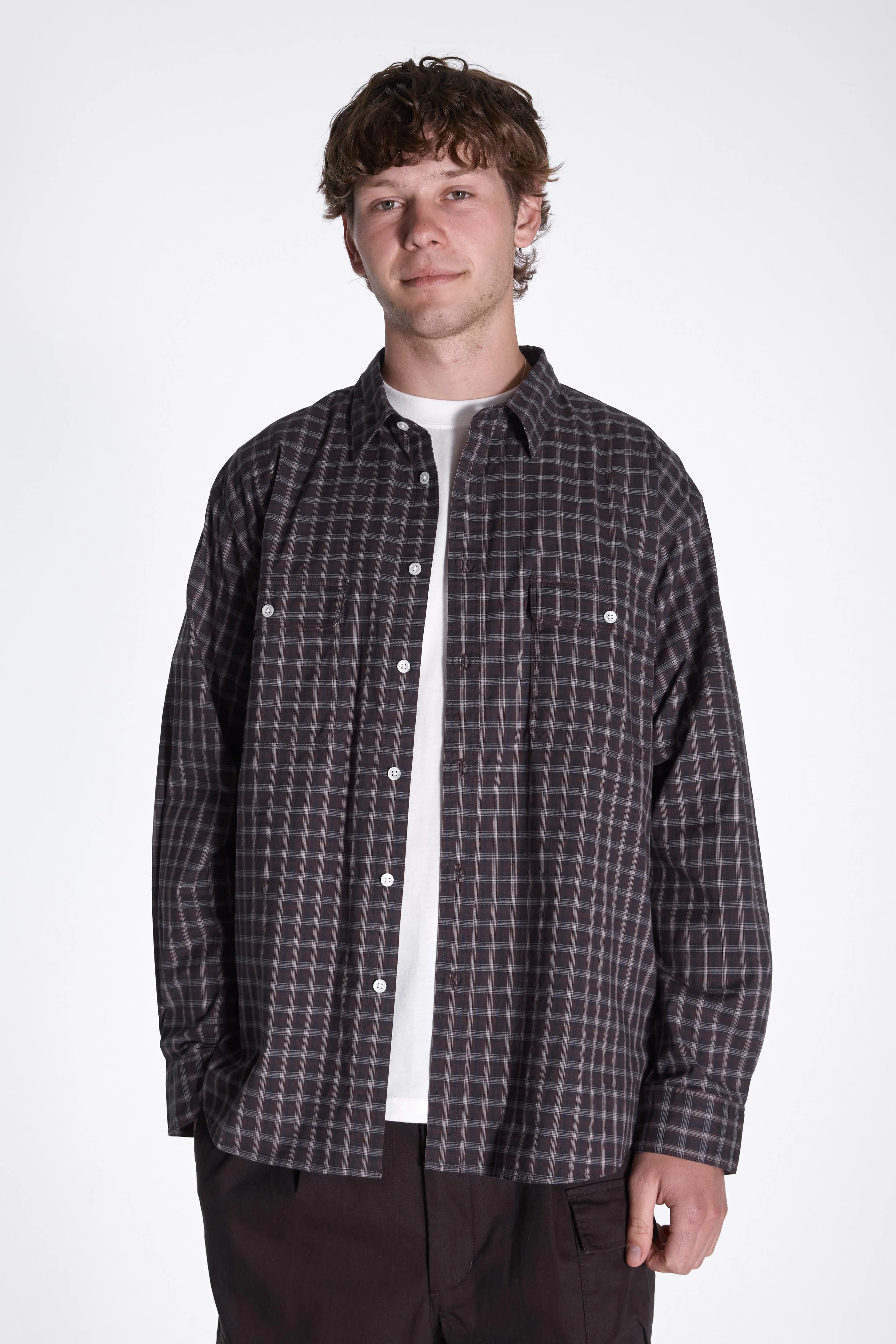 Organic Cotton Ombre Check Shirt Brown Check - Image 2