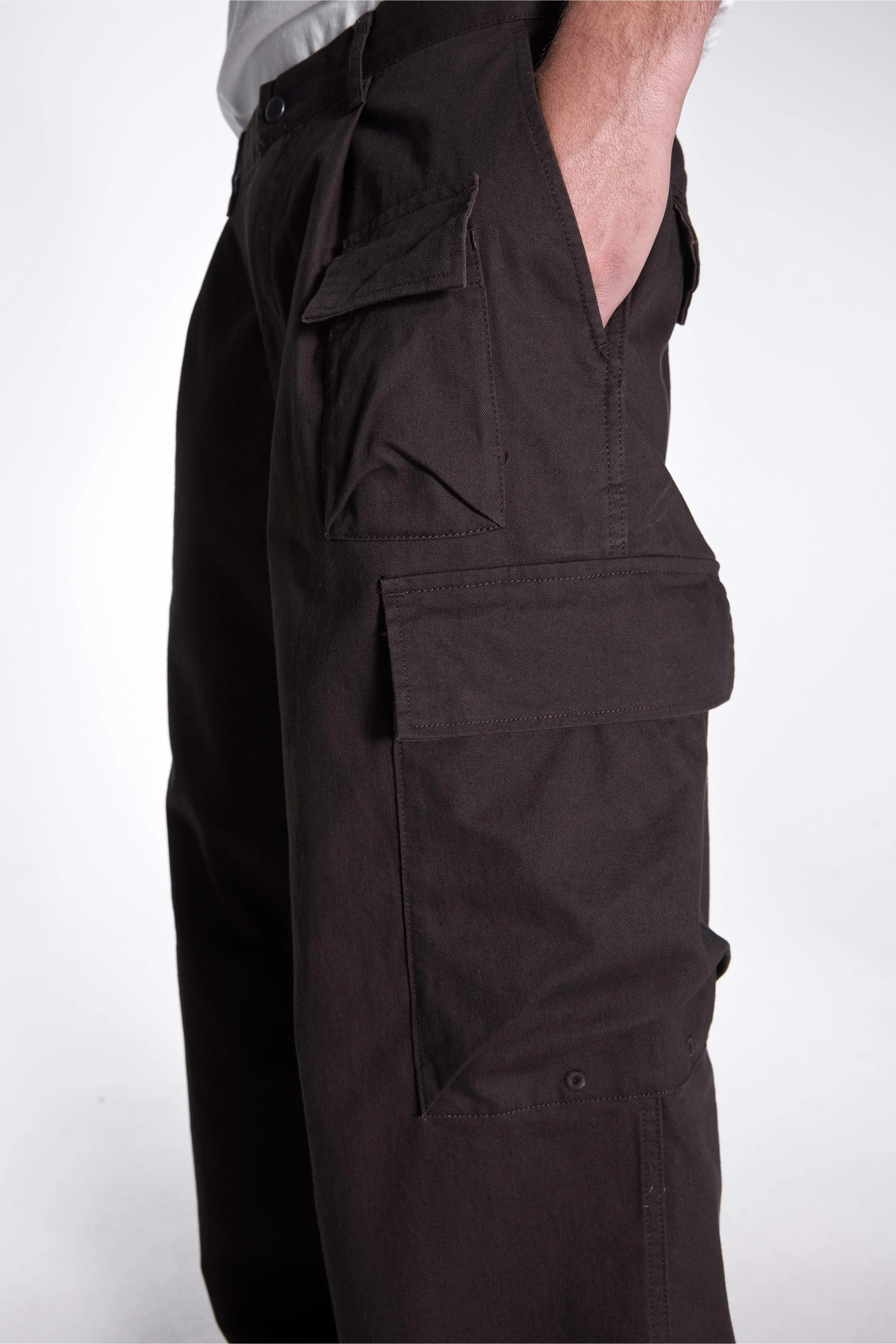 Takibi Chino Cargo Pants Dark Brown - Image 3