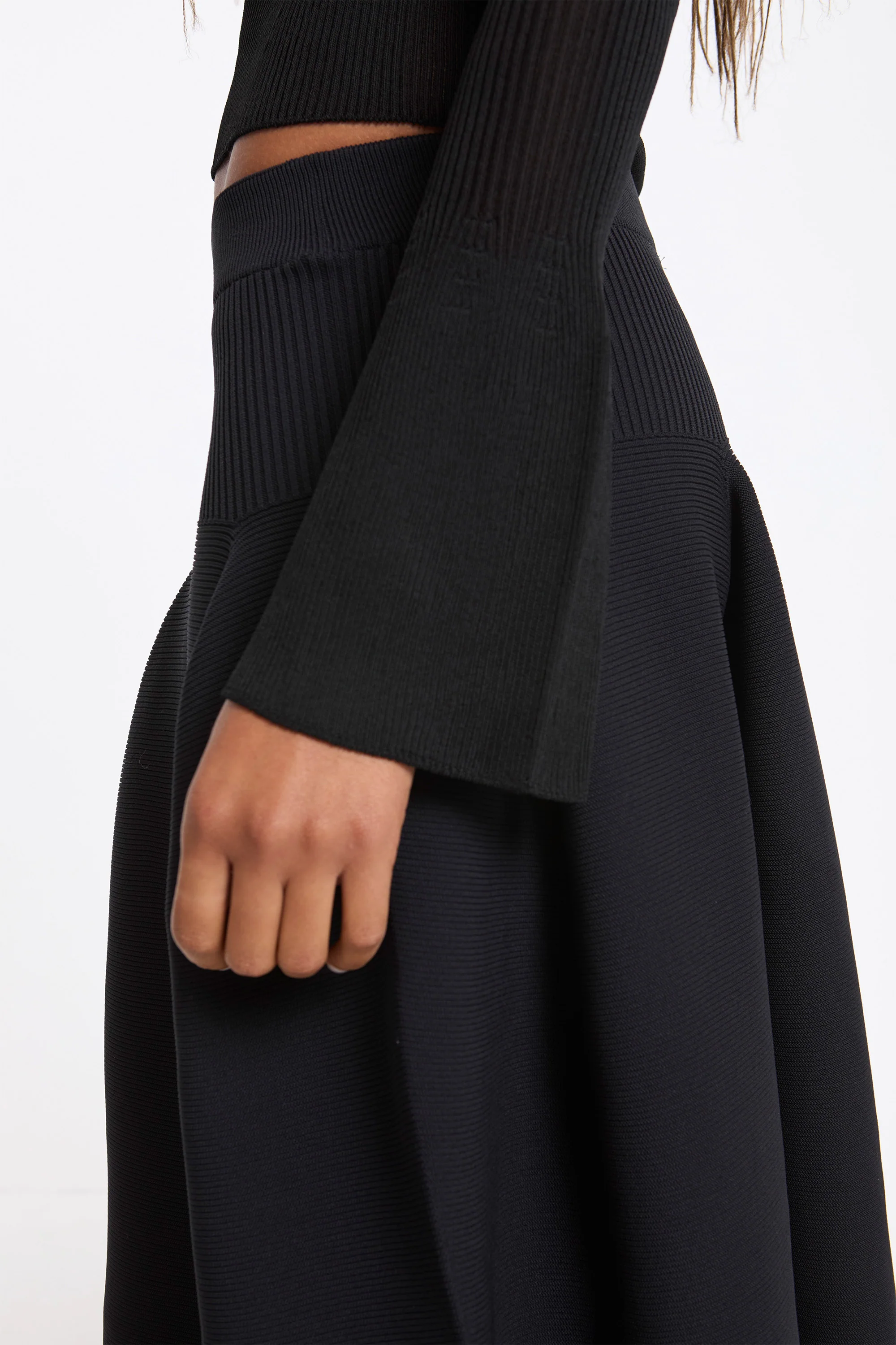 Soft Portrait Long Bell Sleeve Top Black - Image 4