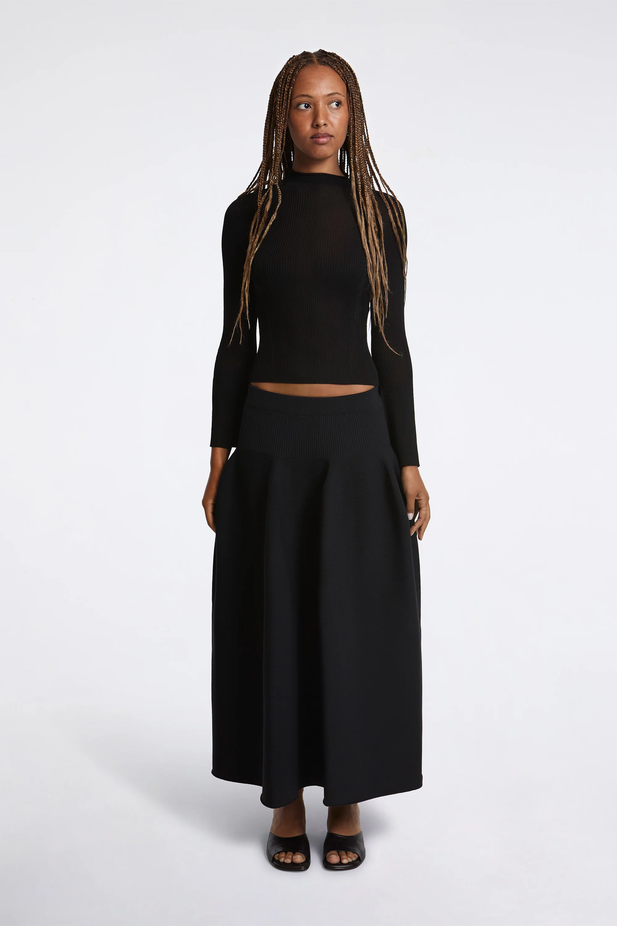 Soft Portrait Long Bell Sleeve Top Black - Image 5