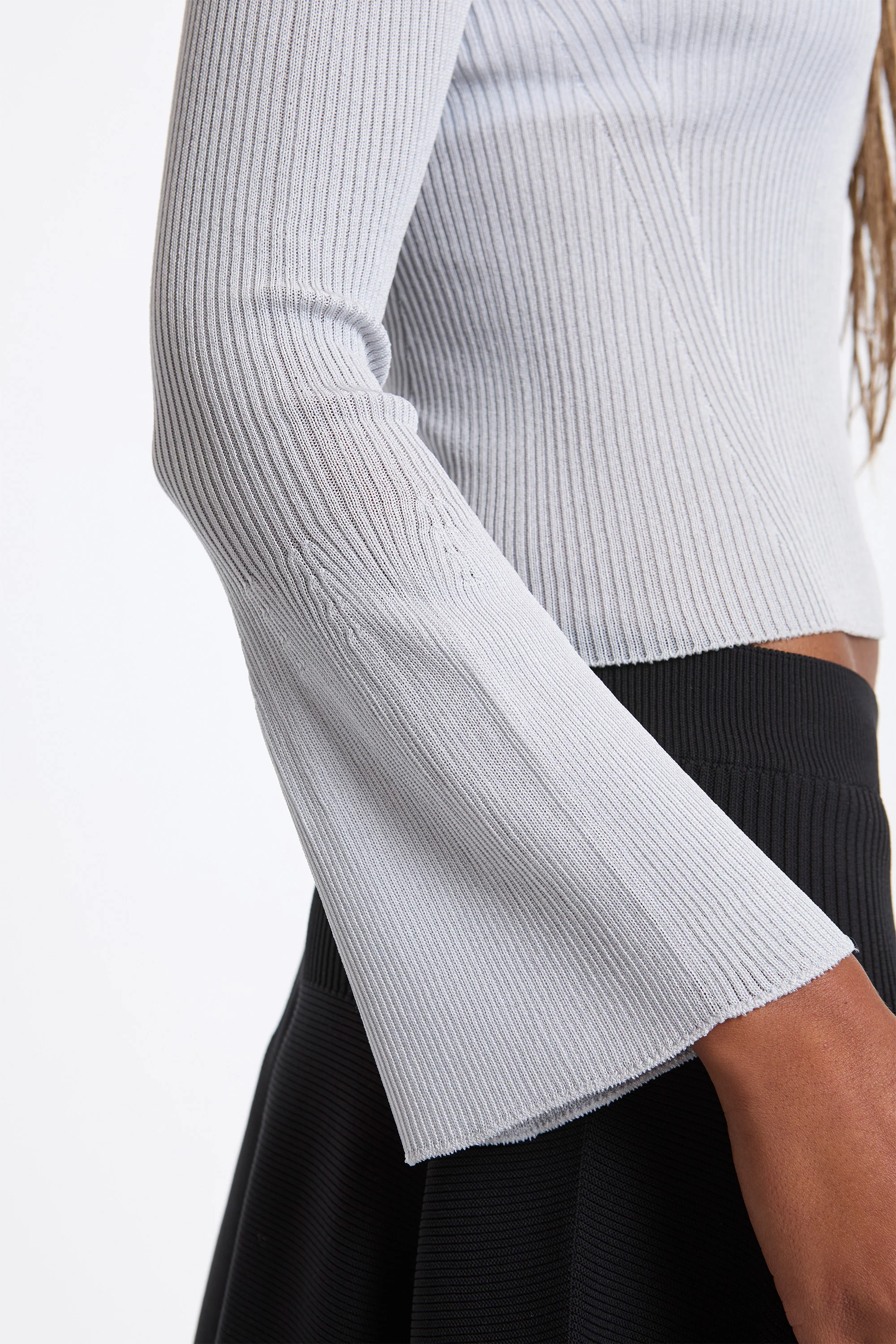 Soft Portrait Long Bell Sleeve Top Haze Gray - Image 3